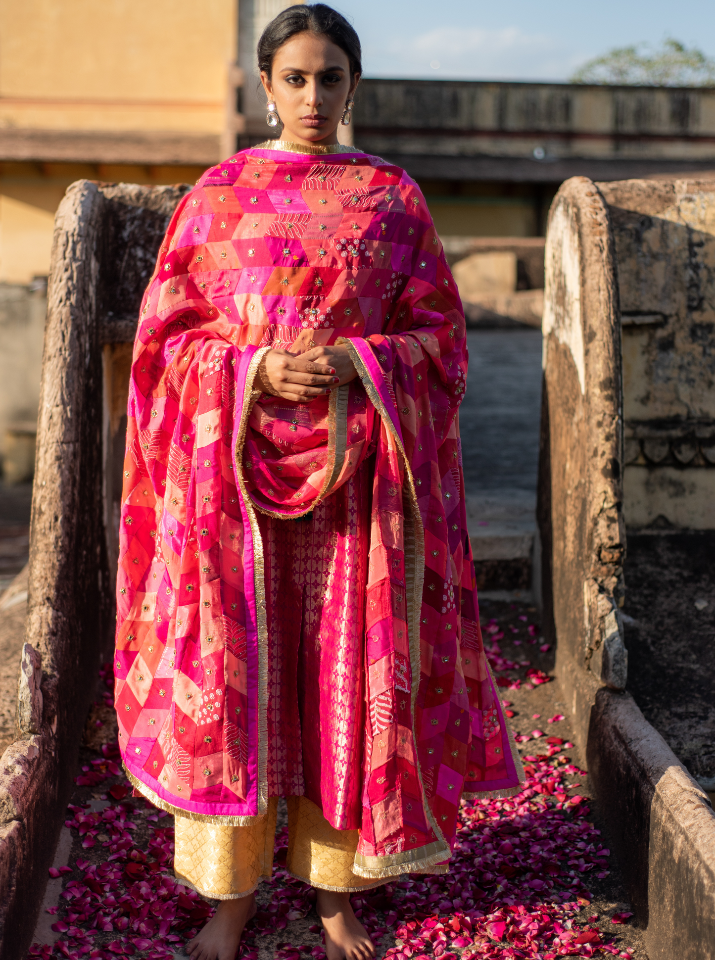 Pink Patchwork Dupatta