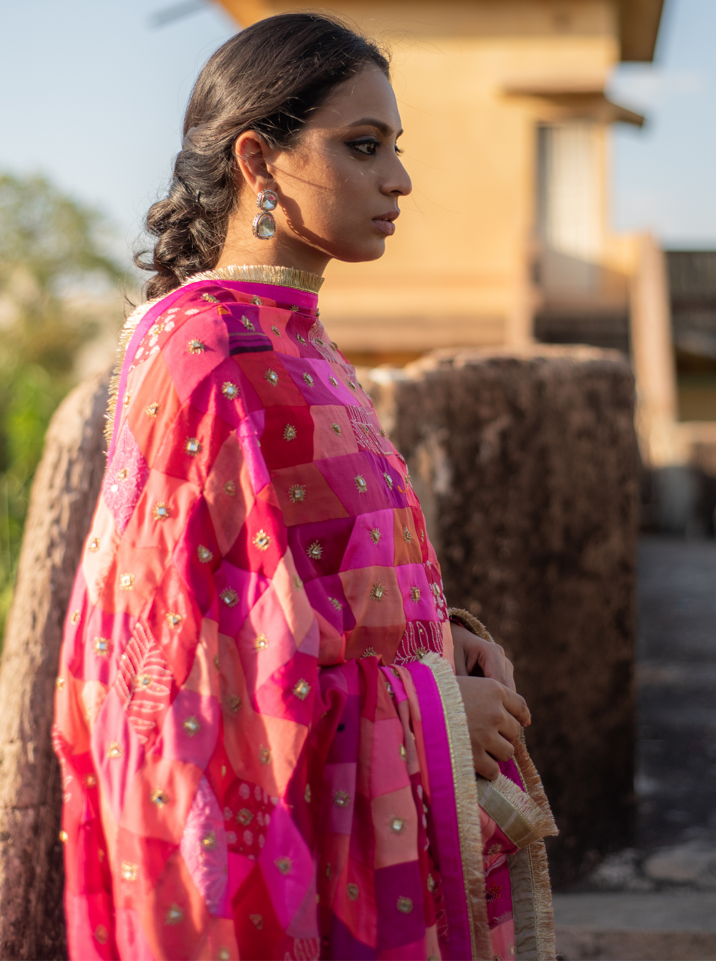 Pink Patchwork Dupatta