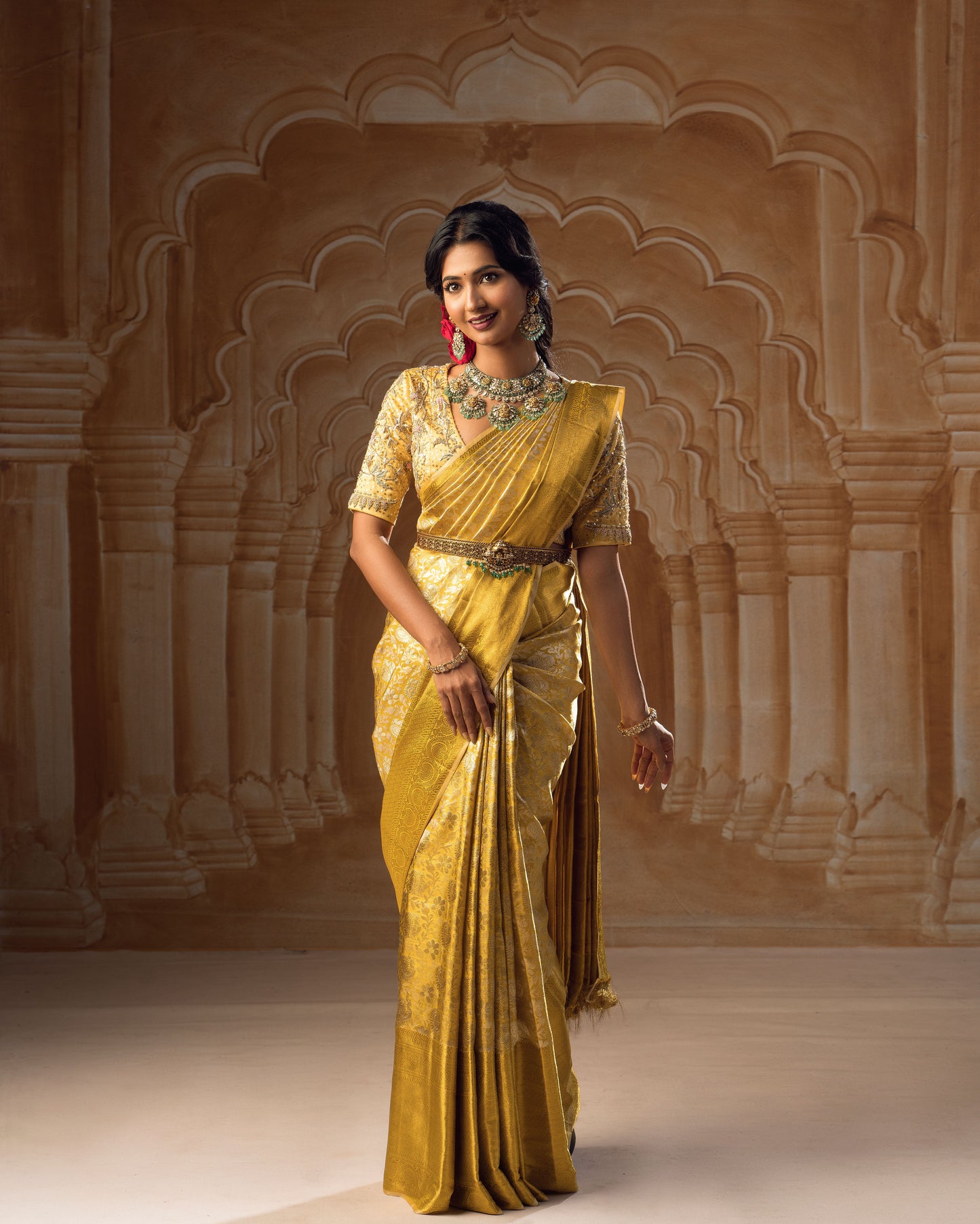 Yellow Tissue Kanjivaram with Silver Zari