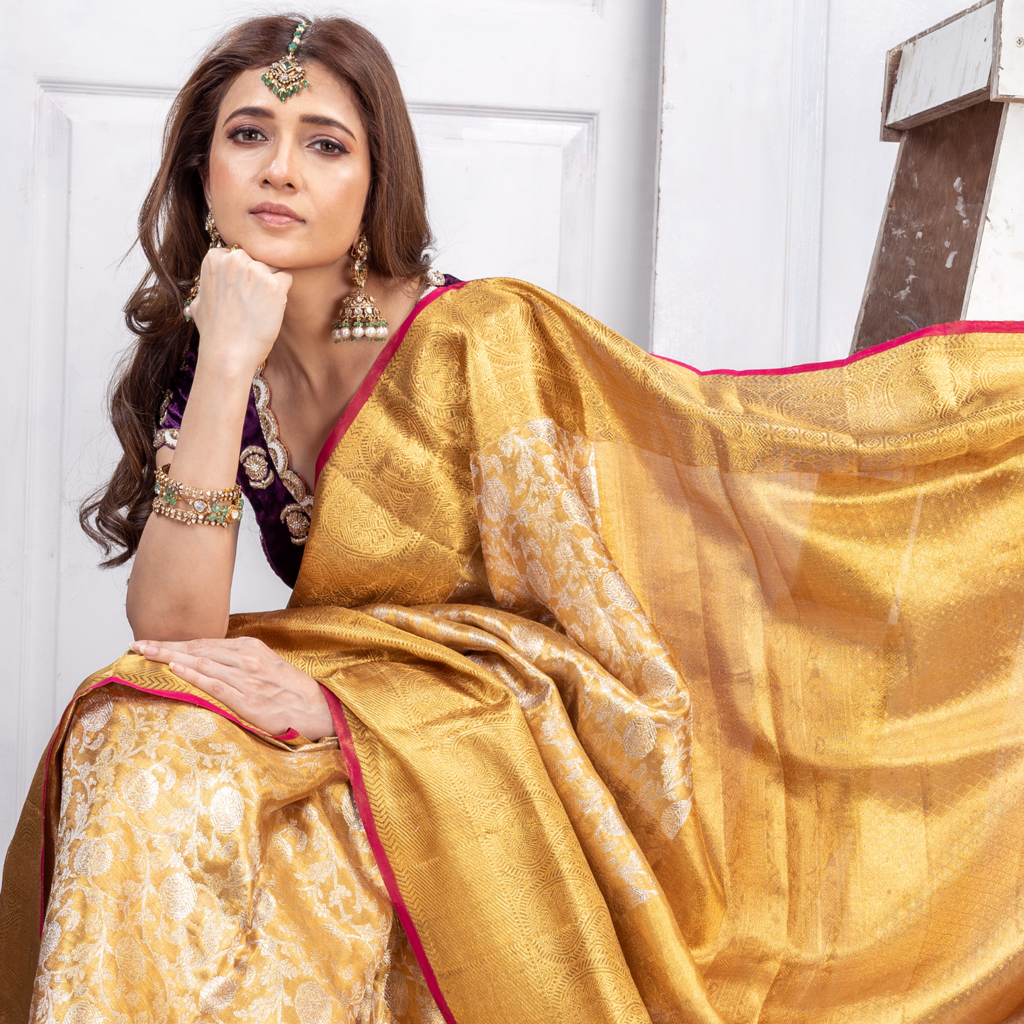 Antique gold Kanjivaram Saree