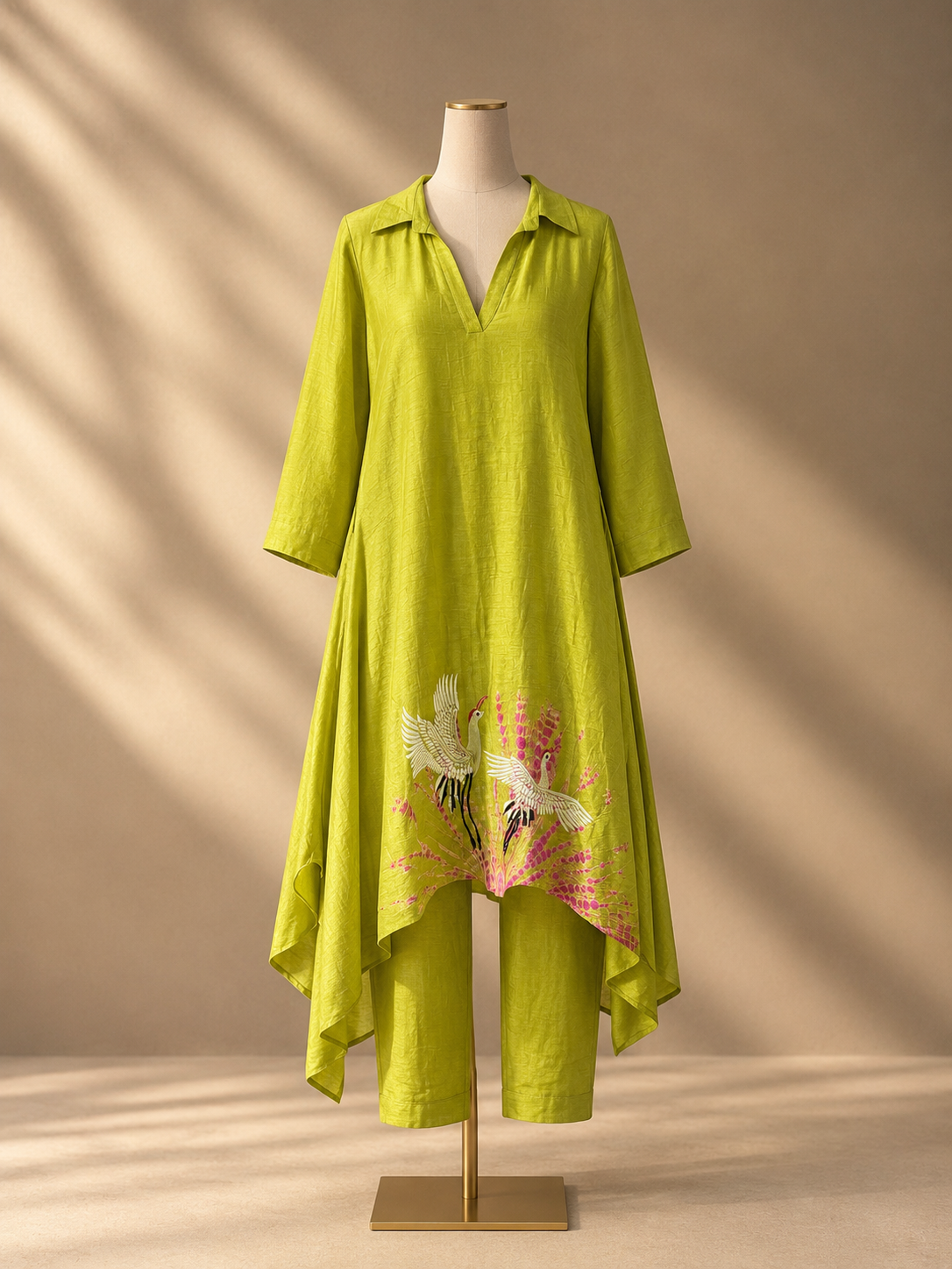 Lime Green Shibori kurta set