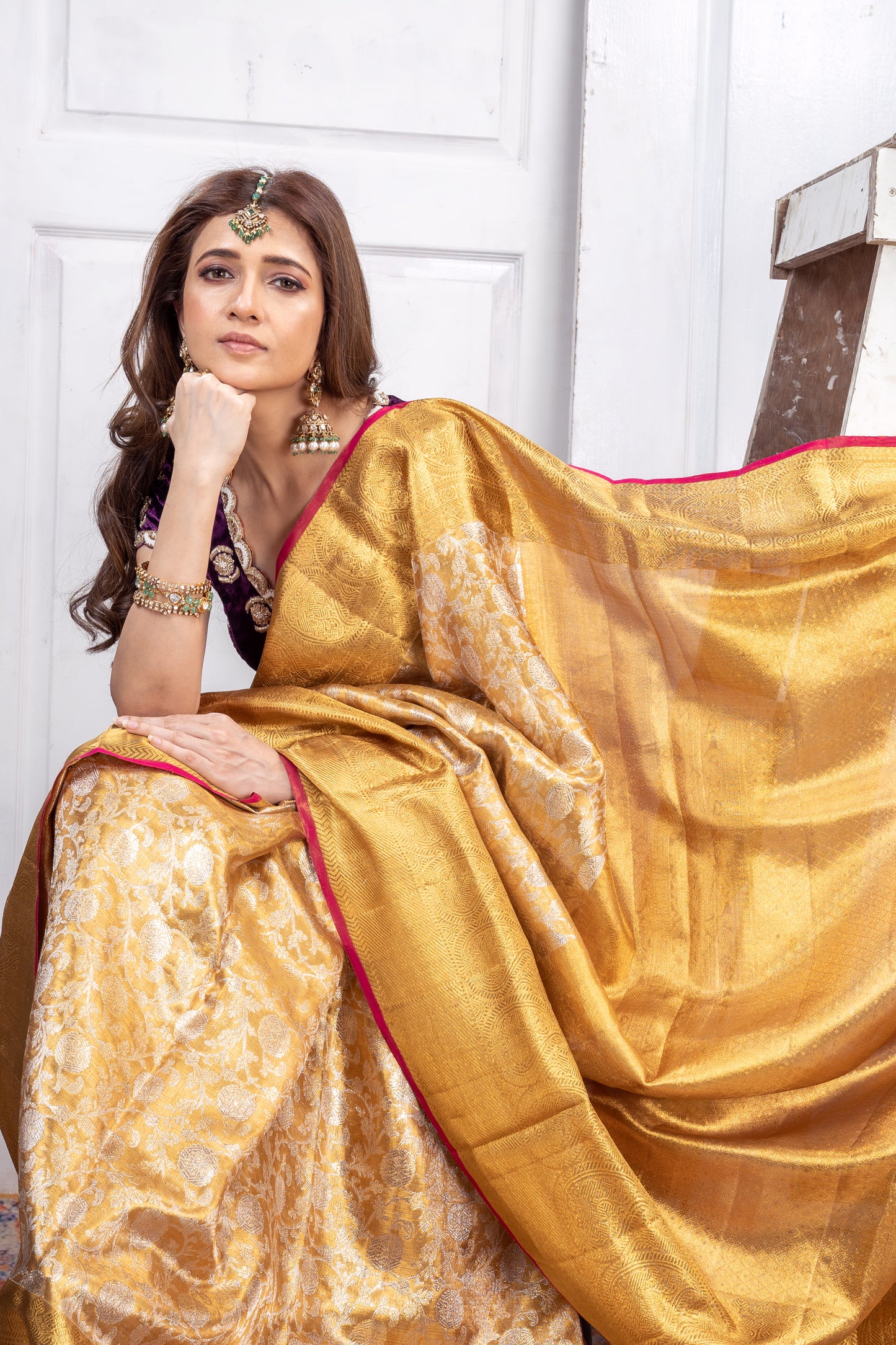 Antique gold Kanjivaram Saree