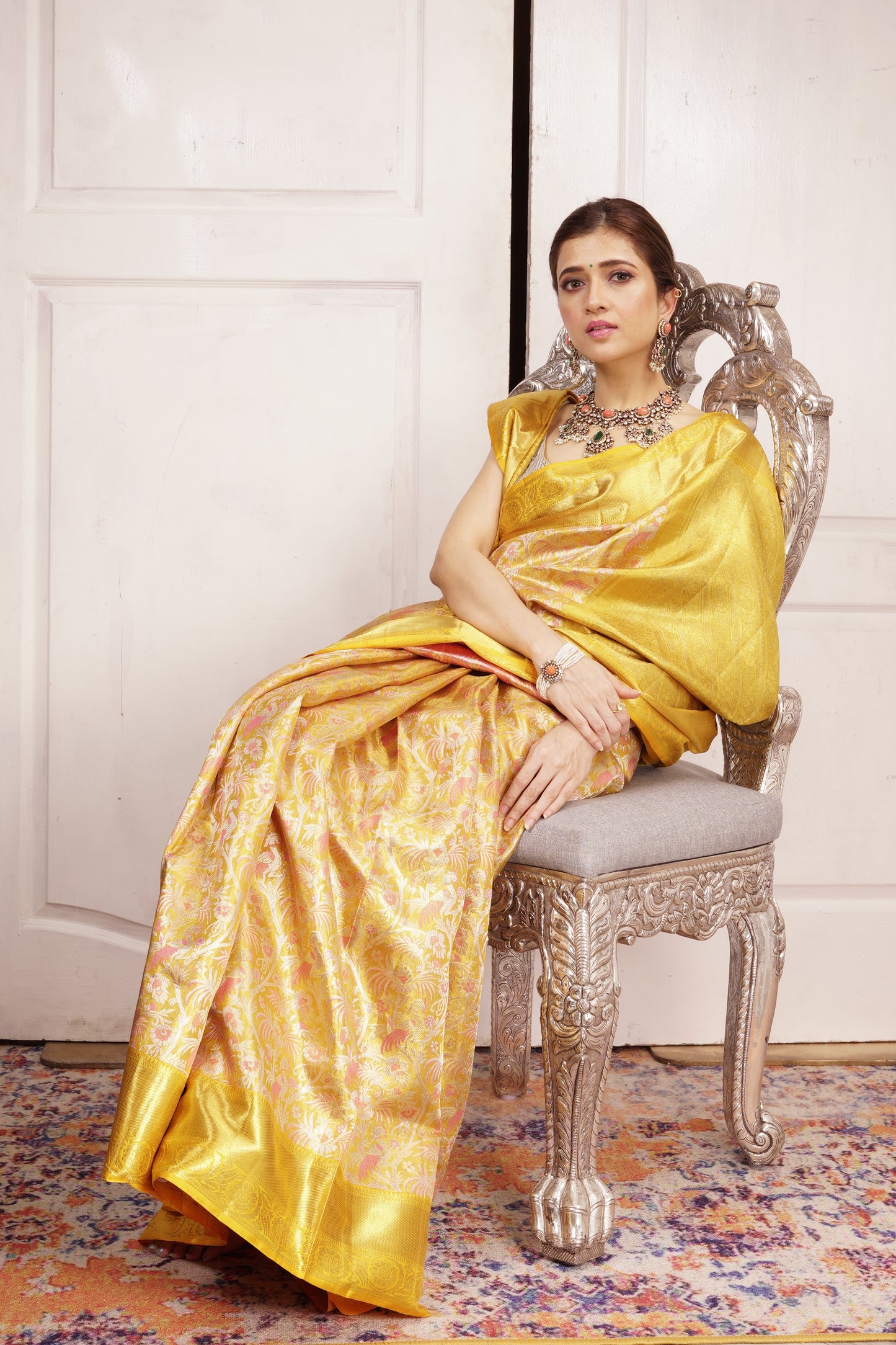 Mustard Yellow Kanjivaram Saree
