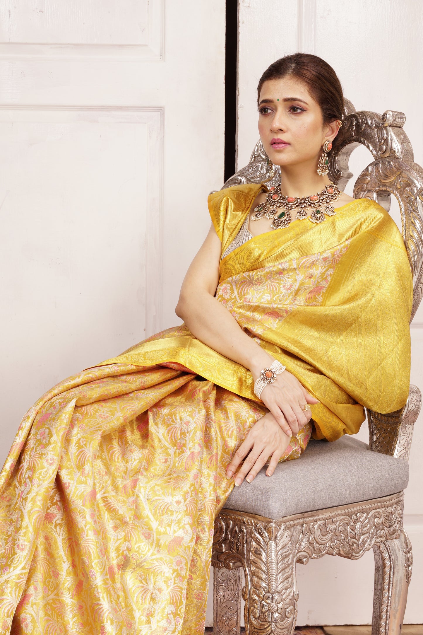 Mustard Yellow Kanjivaram Saree