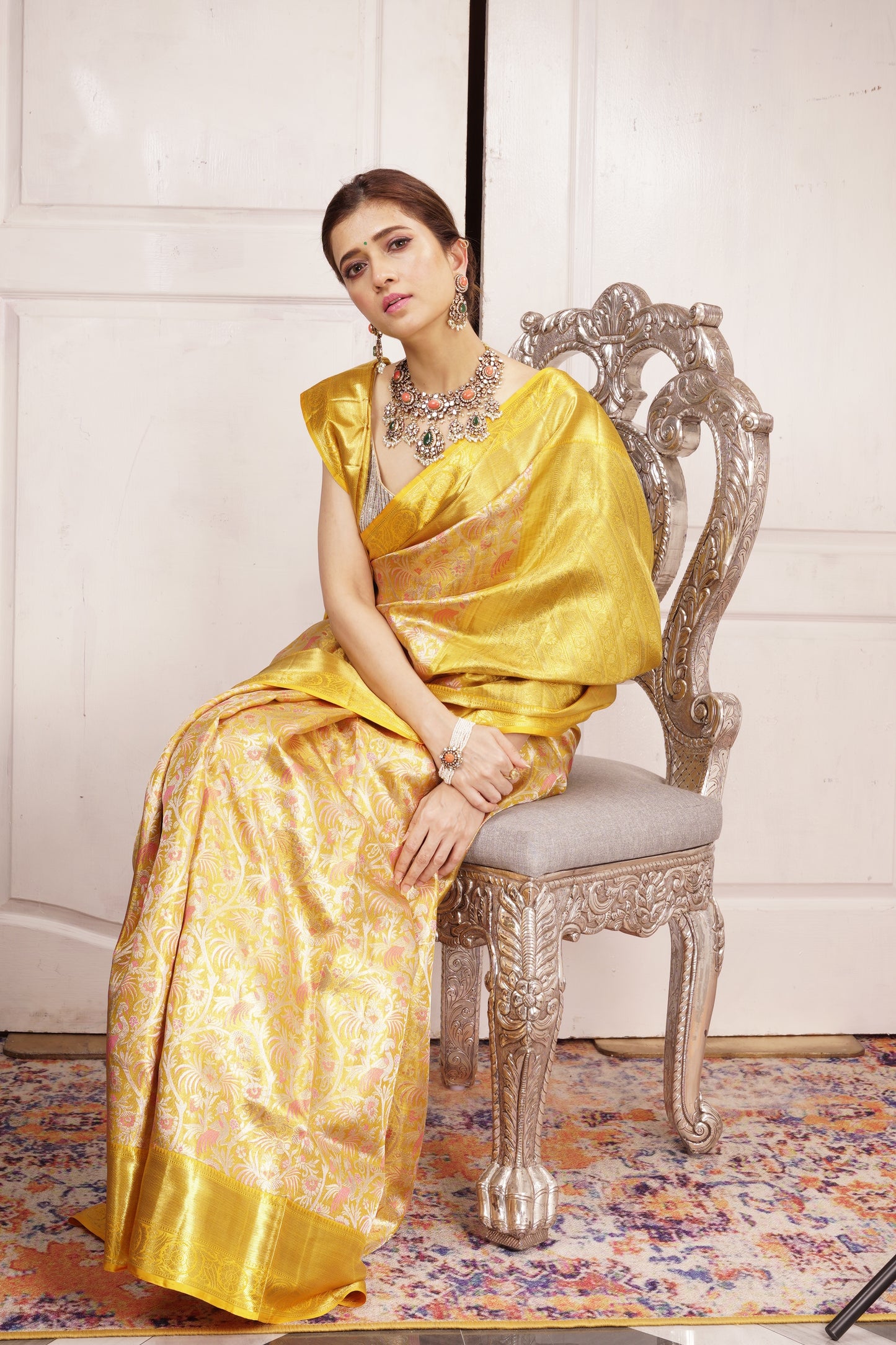 Mustard Yellow Kanjivaram Saree