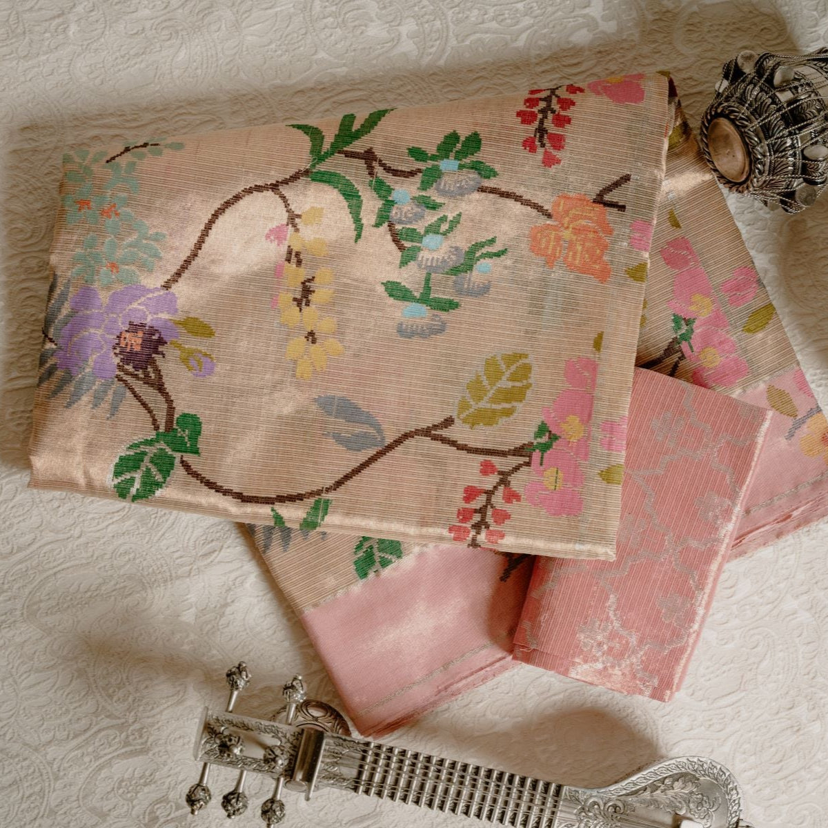 ATARA - Gold Real Zari Tissue Kota Saree