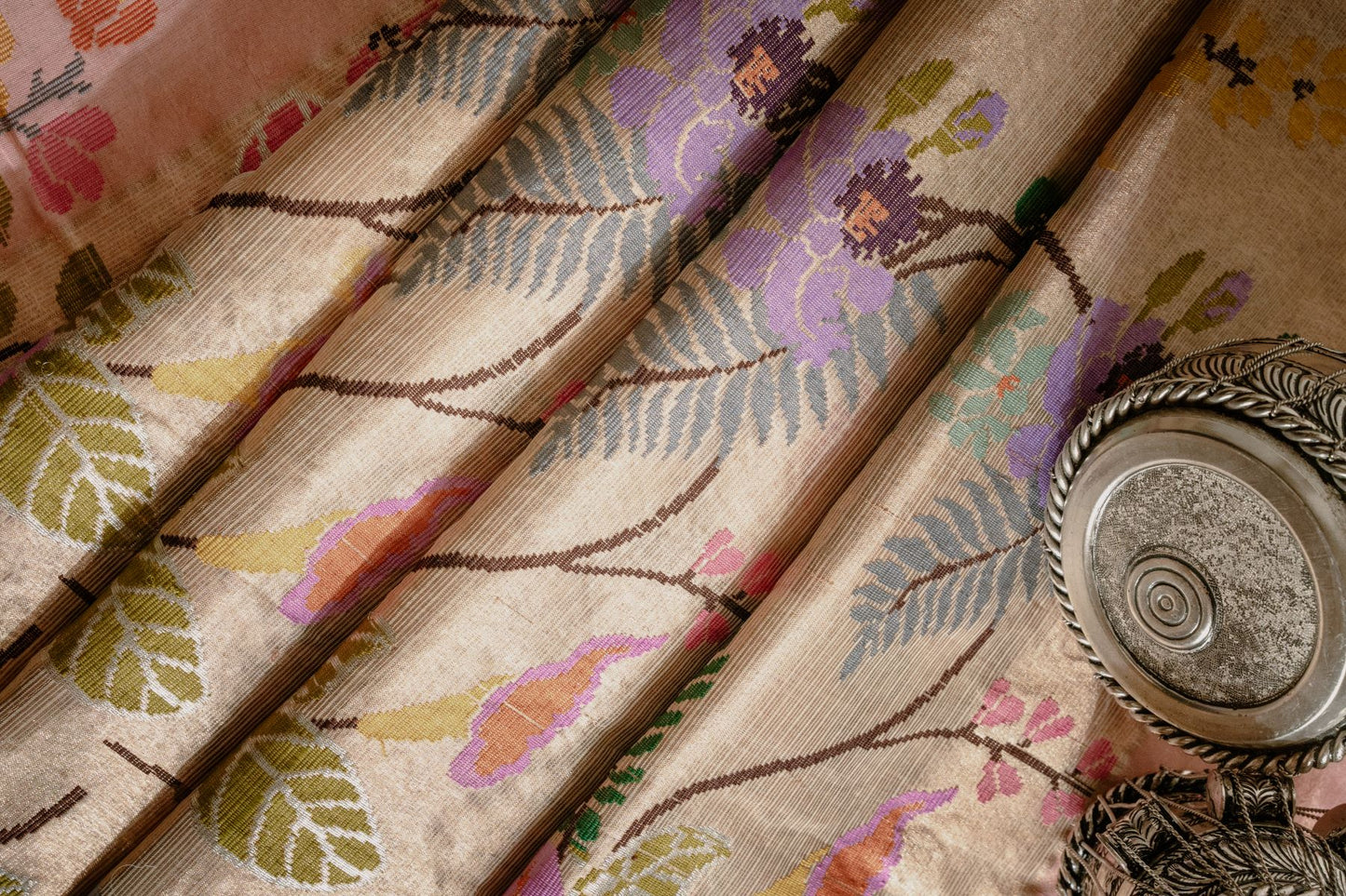 Gold Real Zari Tissue Kota Saree with Paithani Border