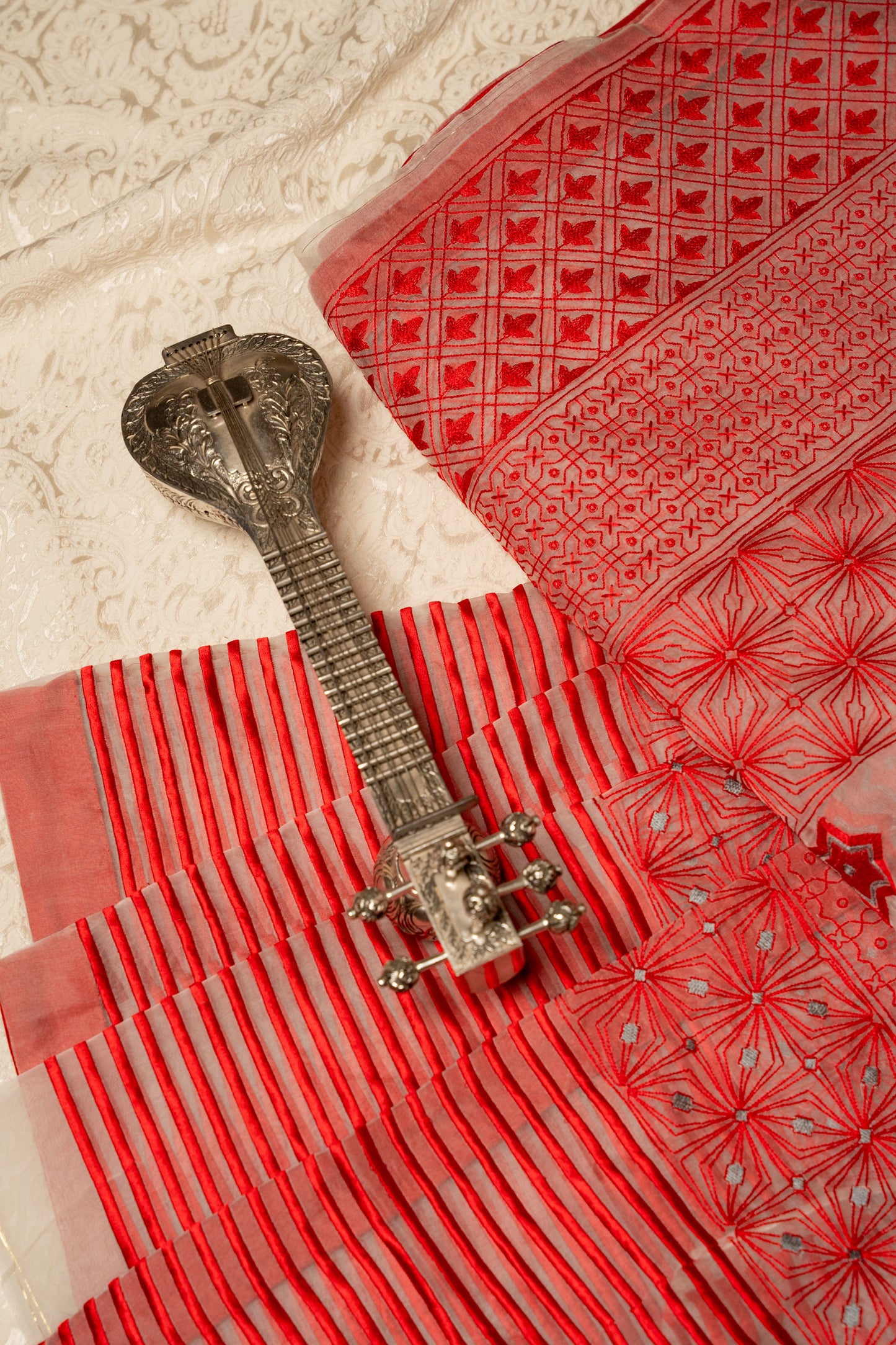 Geometry Oragnza Embroided Saree With Separate Blouse (blouse discount price on request)