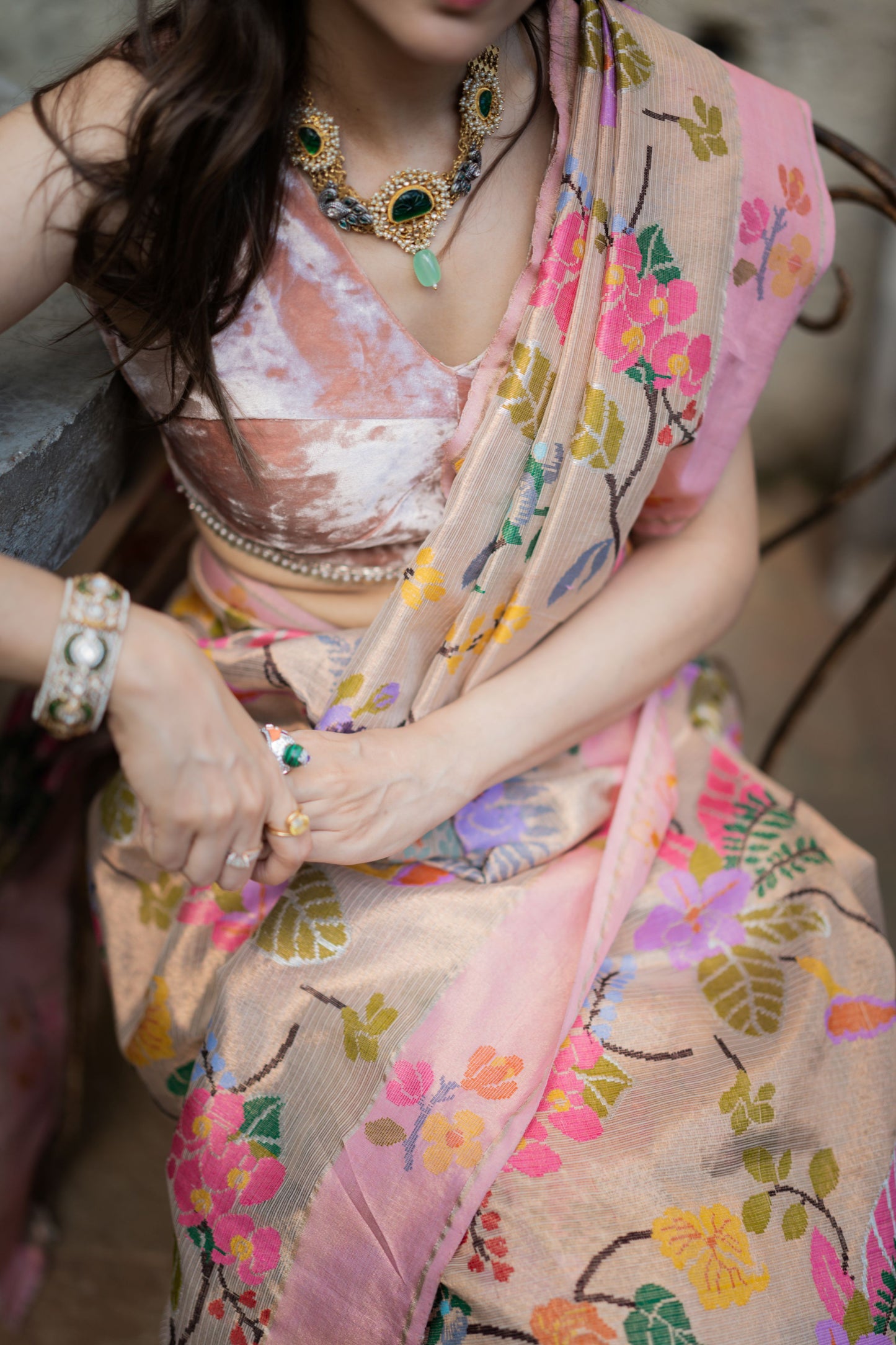 ATARA - Gold Real Zari Tissue Kota Saree