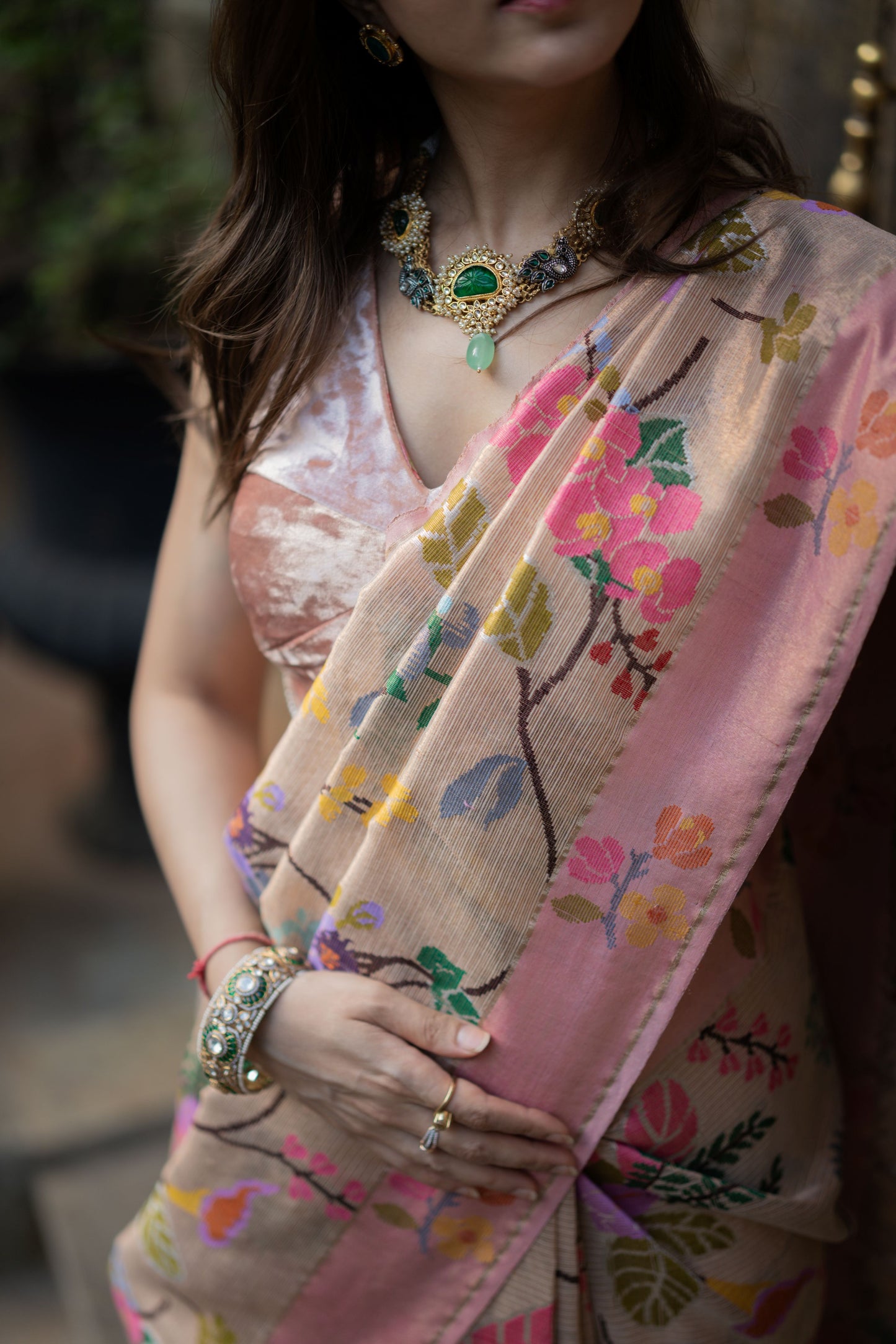 ATARA - Gold Real Zari Tissue Kota Saree