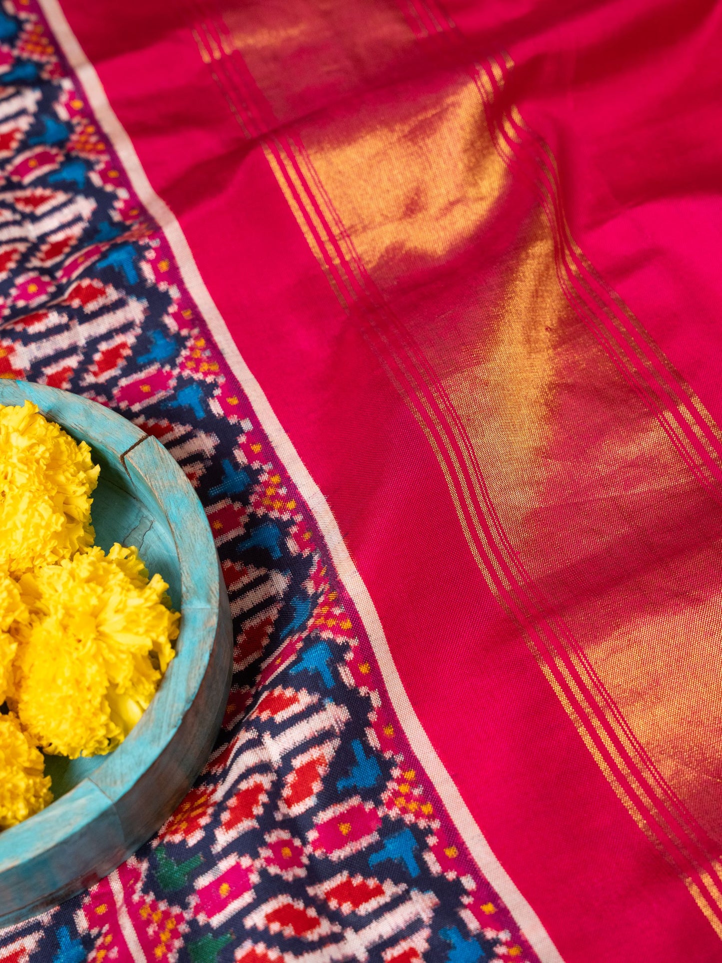 Pink & Navy Blue Patan Patola