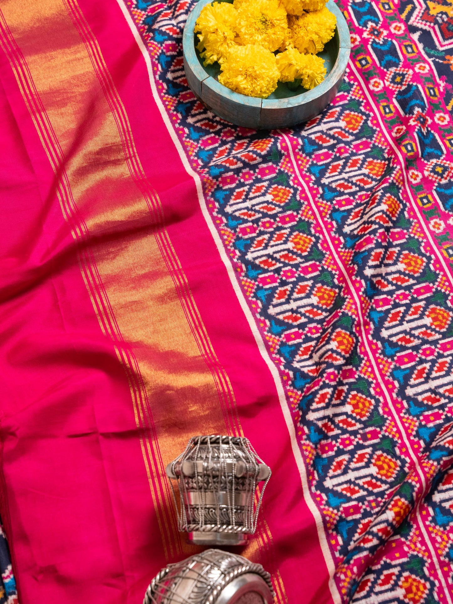 Pink & Navy Blue Patan Patola