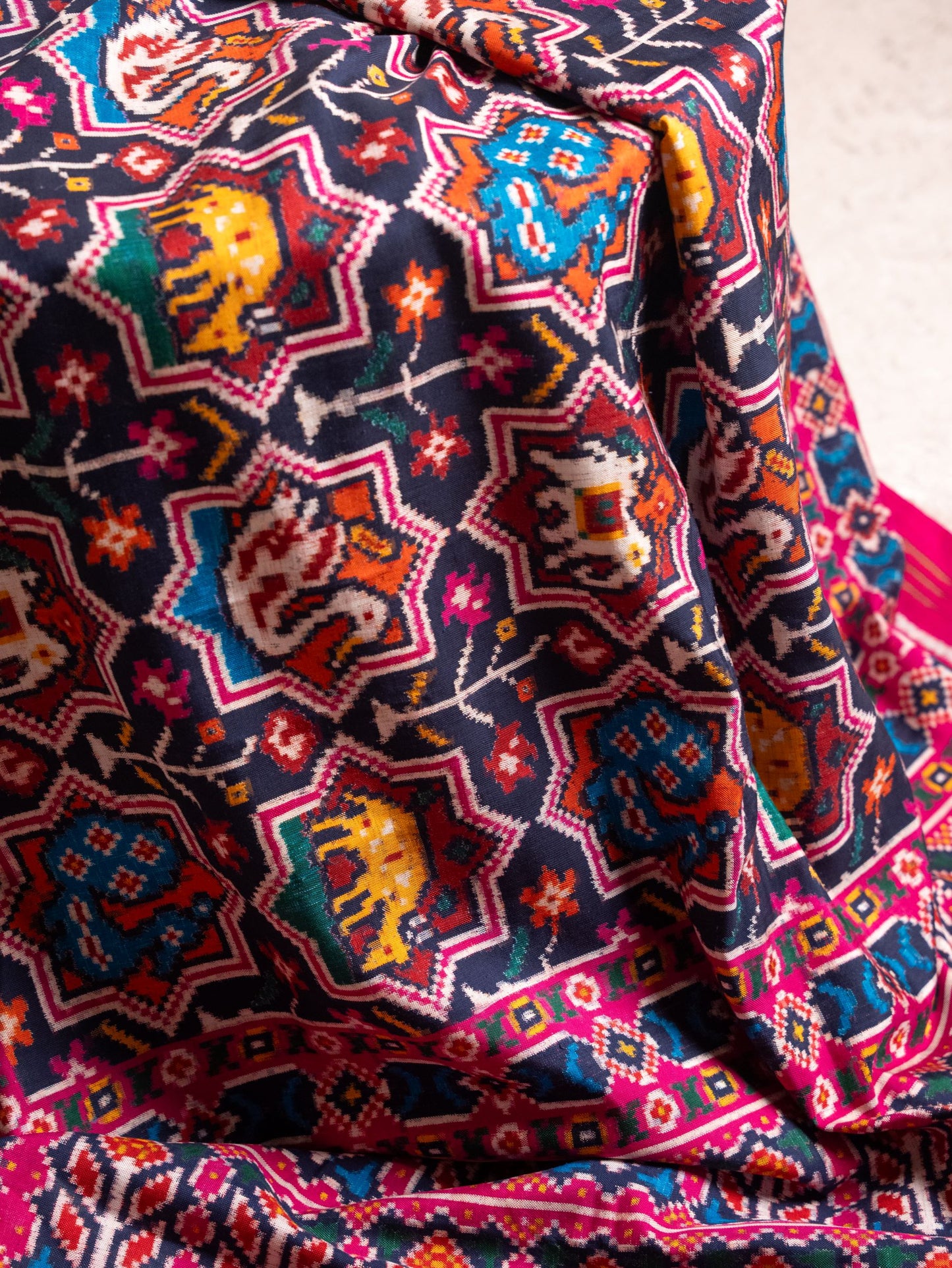 Pink & Navy Blue Patan Patola