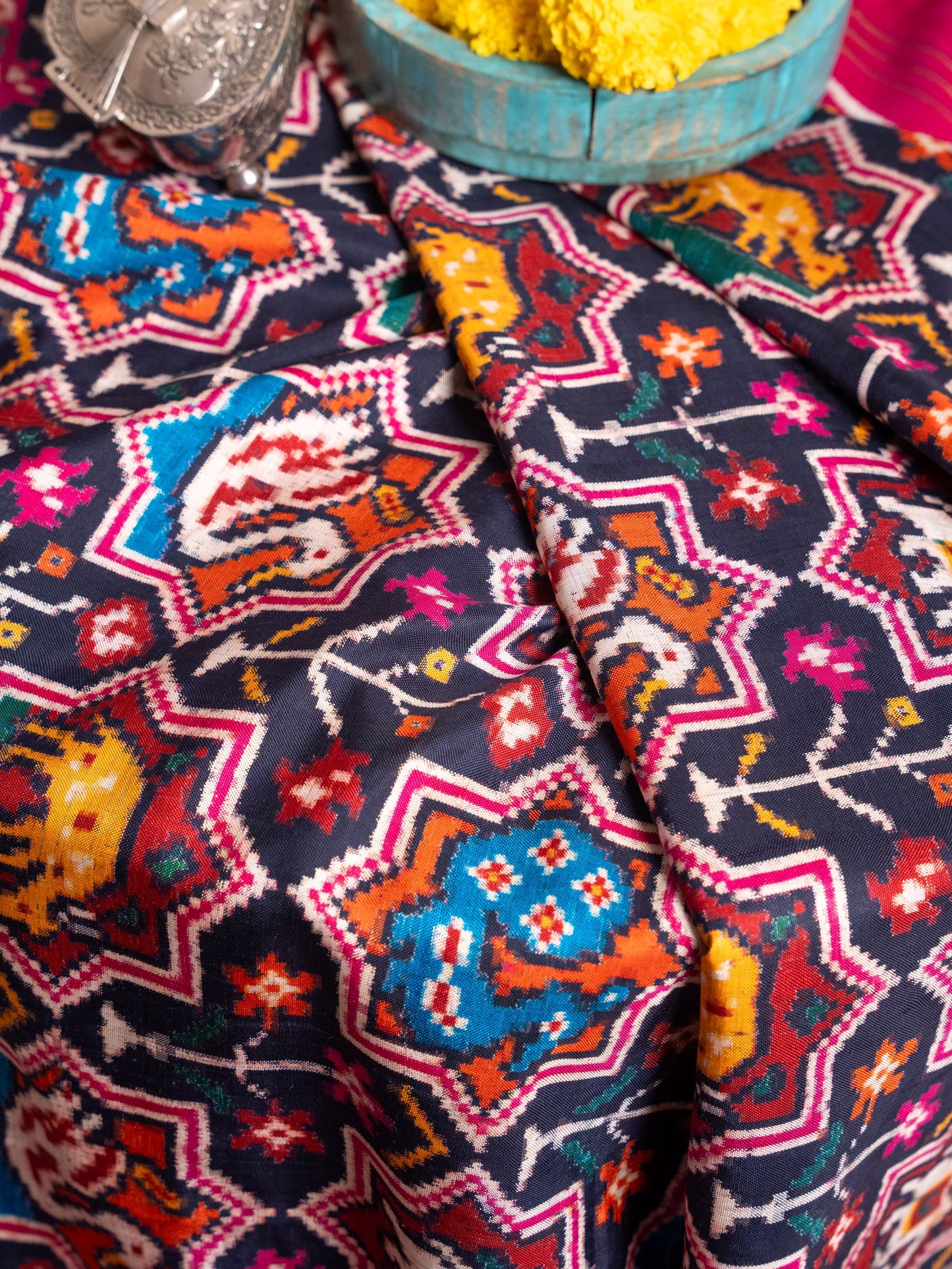 Pink & Navy Blue Patan Patola