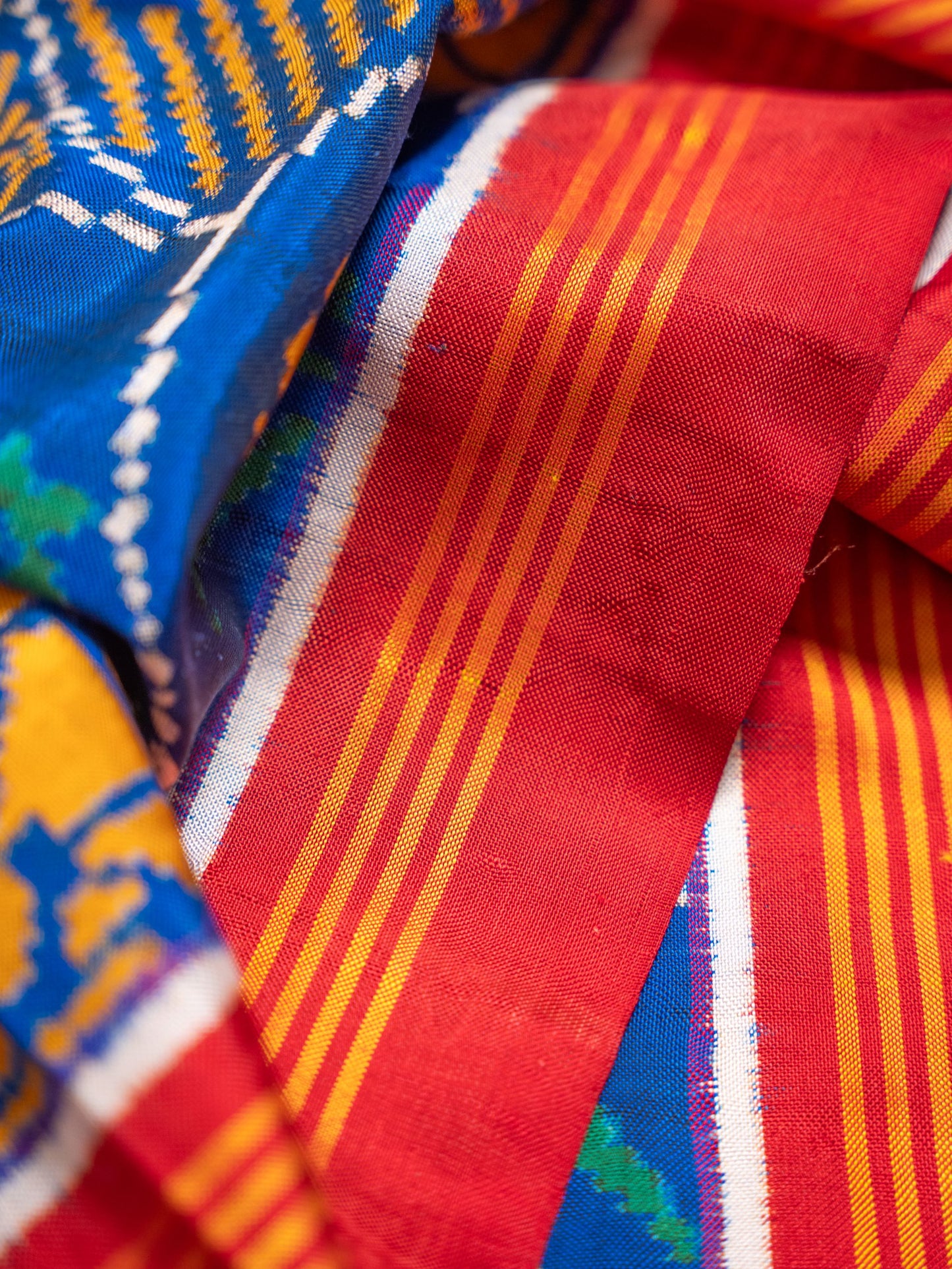 Royal Blue Yellow Ikat Patola Saree