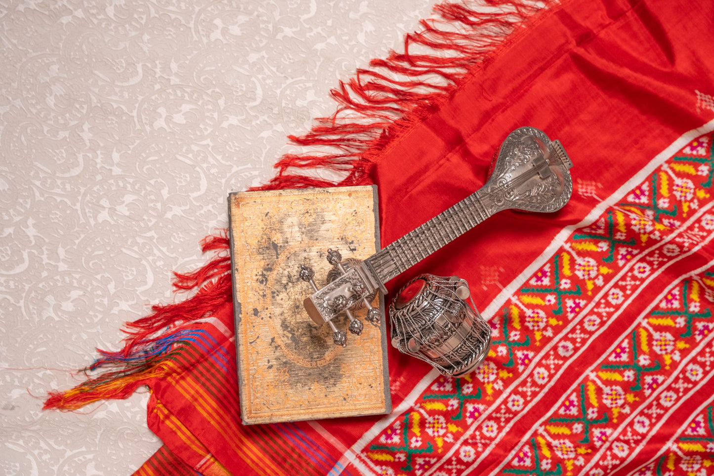 Red Multicolor Motif Patola Saree