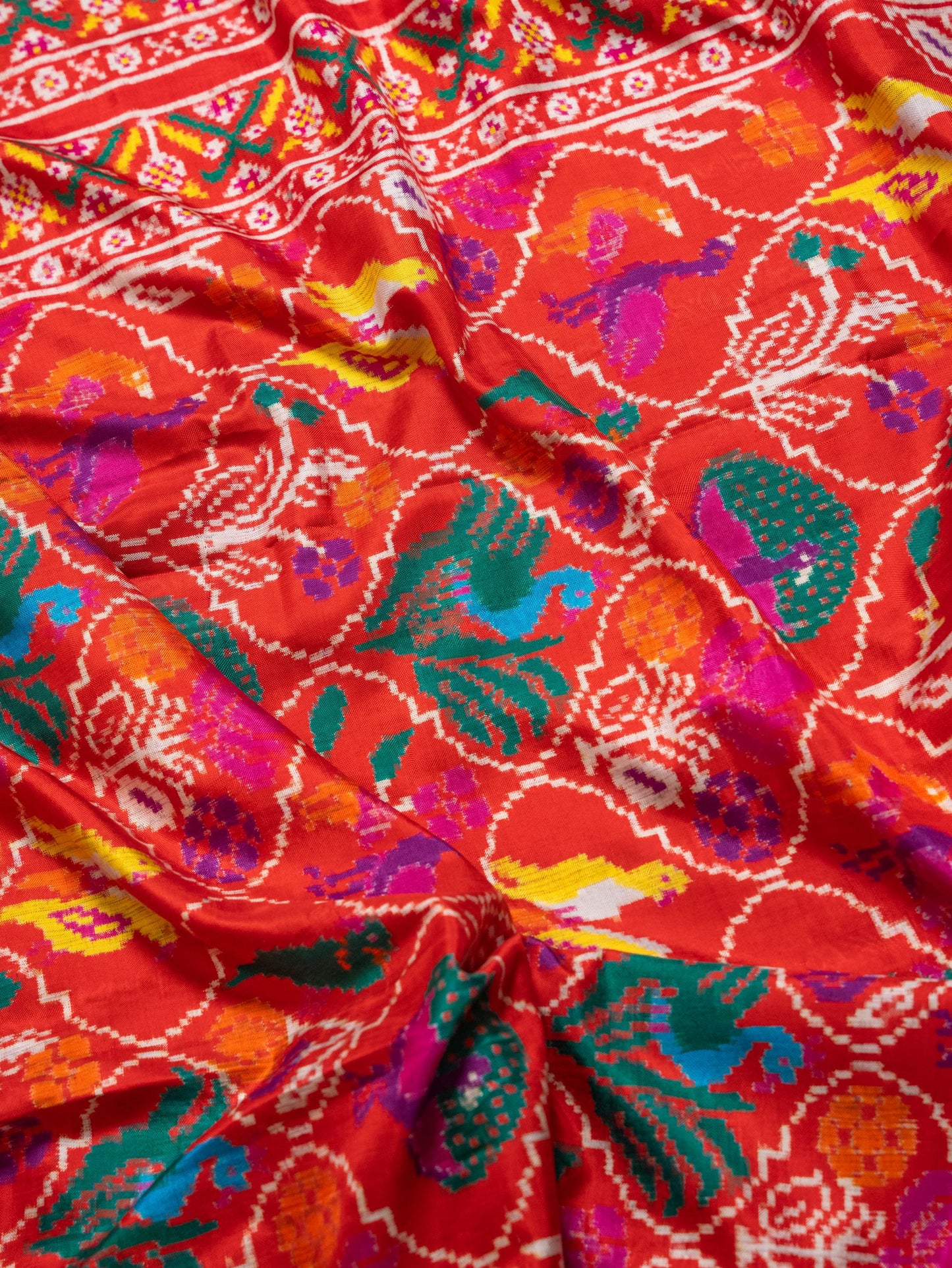 Red Multicolor Motif Patola Saree