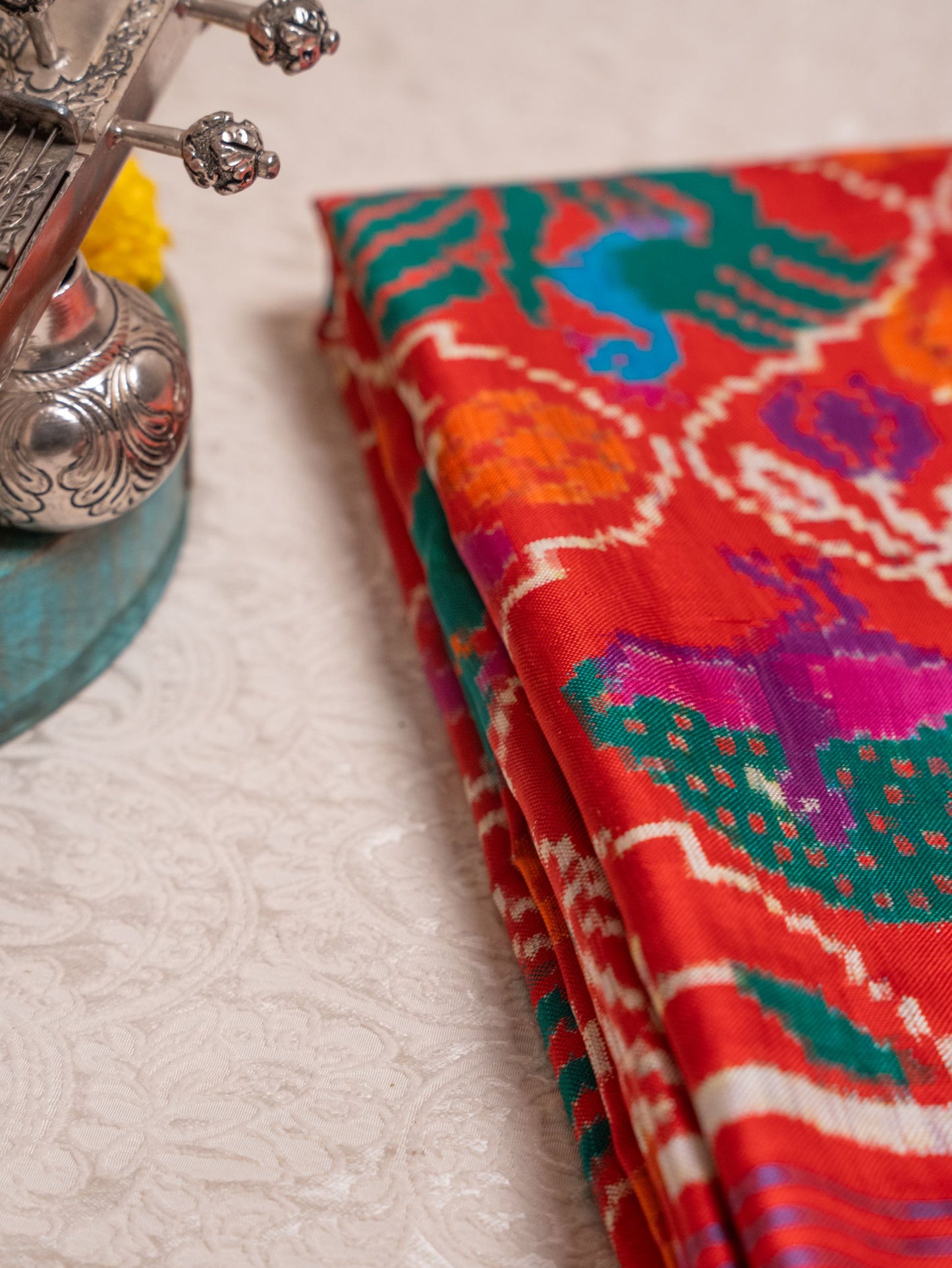 Red Multicolor Motif Patola Saree