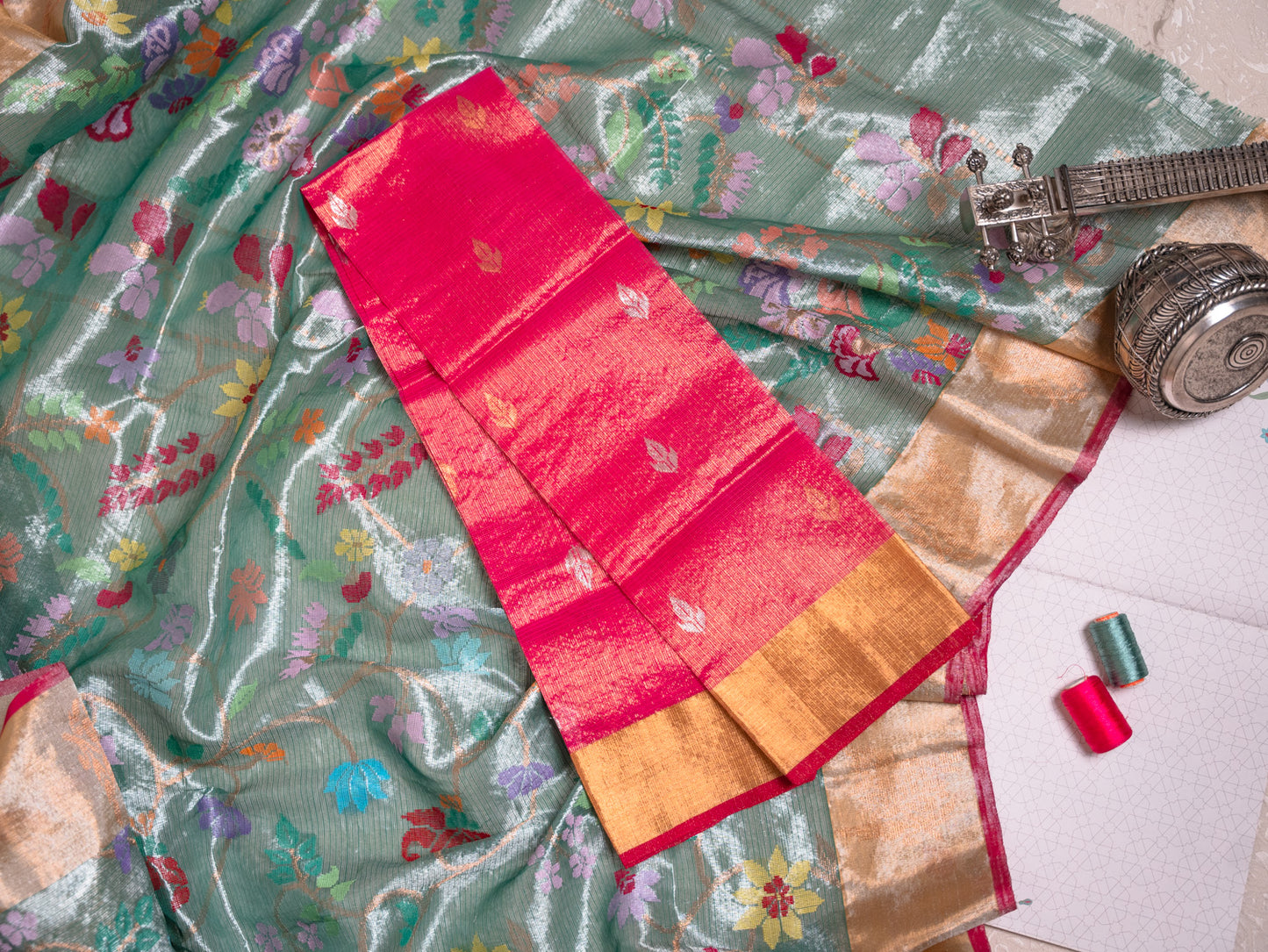 Turquoise All-Over Paithani real zari Kota Saree