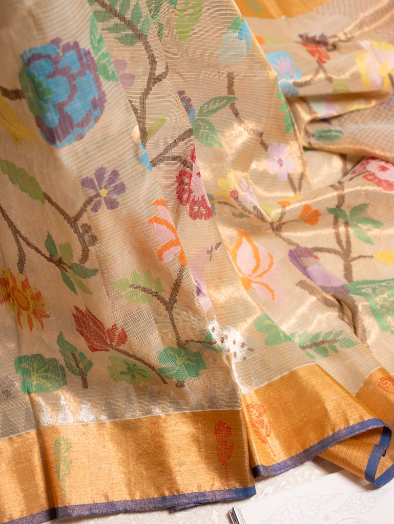 Antique Gold Double Tissue Zari Kota saree