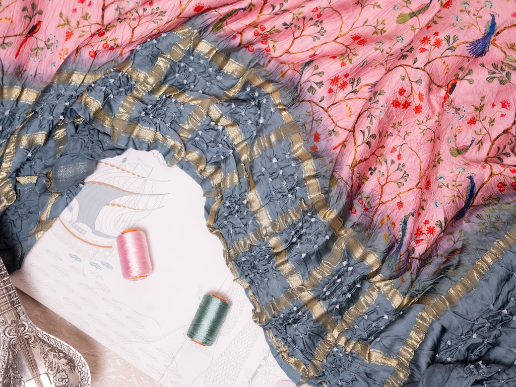 Rohini - Pichwai Bandhini Silk Saree - Pink