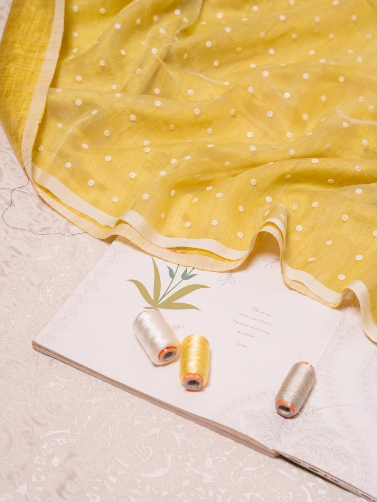 PHAGUN - Lime Green Shell Saree