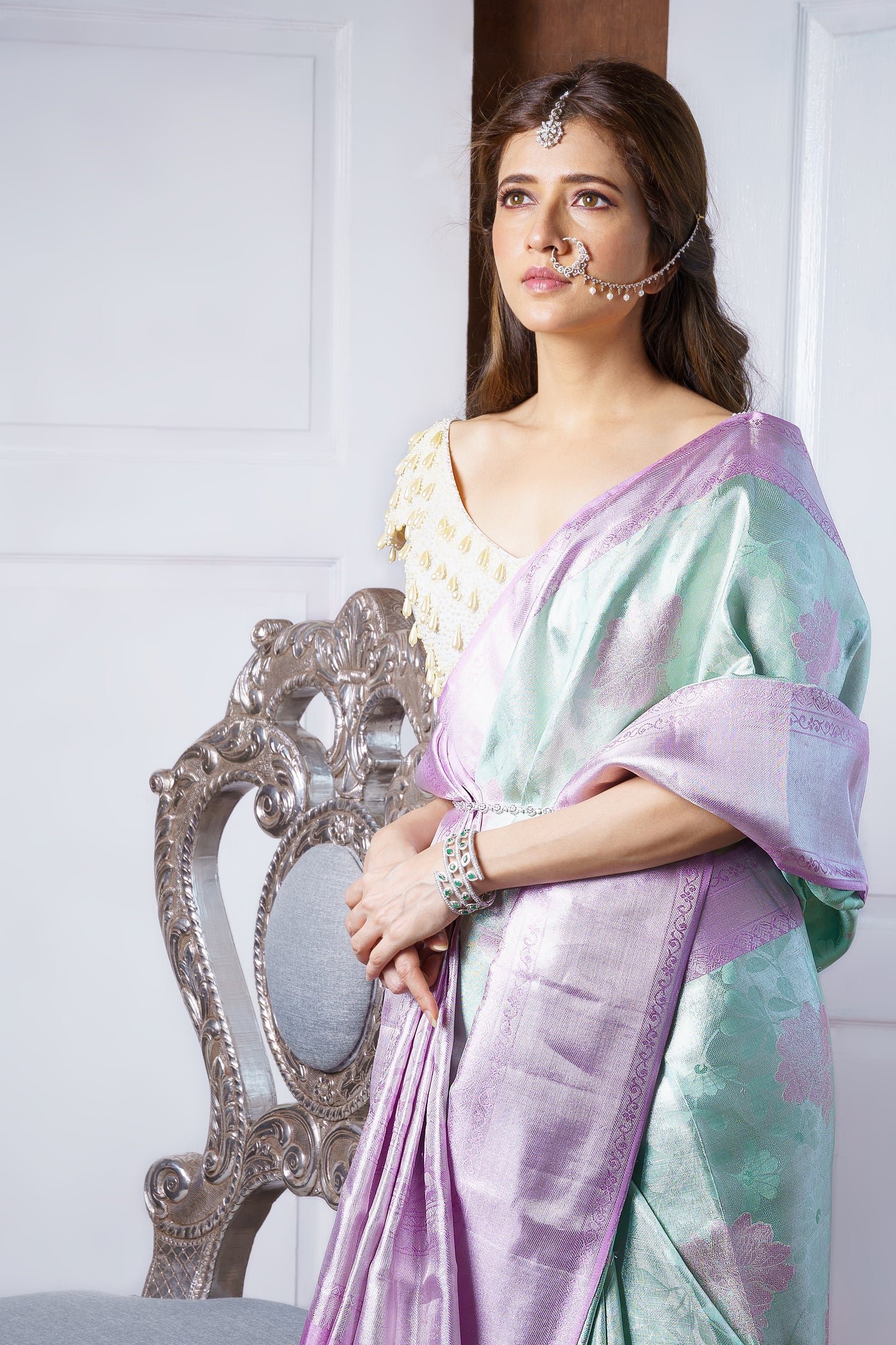 Mint Green Kanjivaram saree