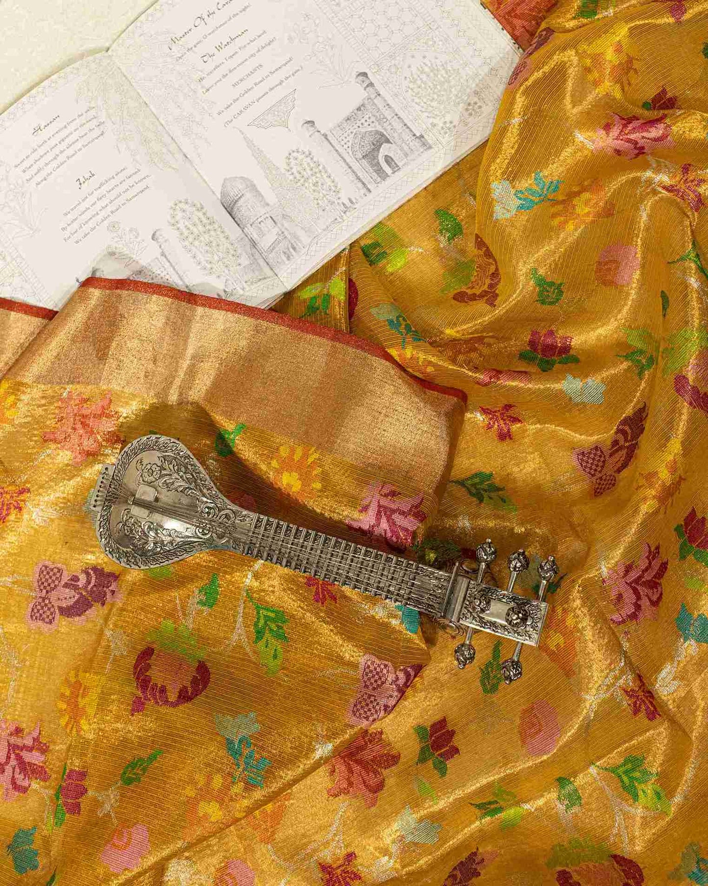 Mustard Gold Real Zari Double Tissue Kota Saree