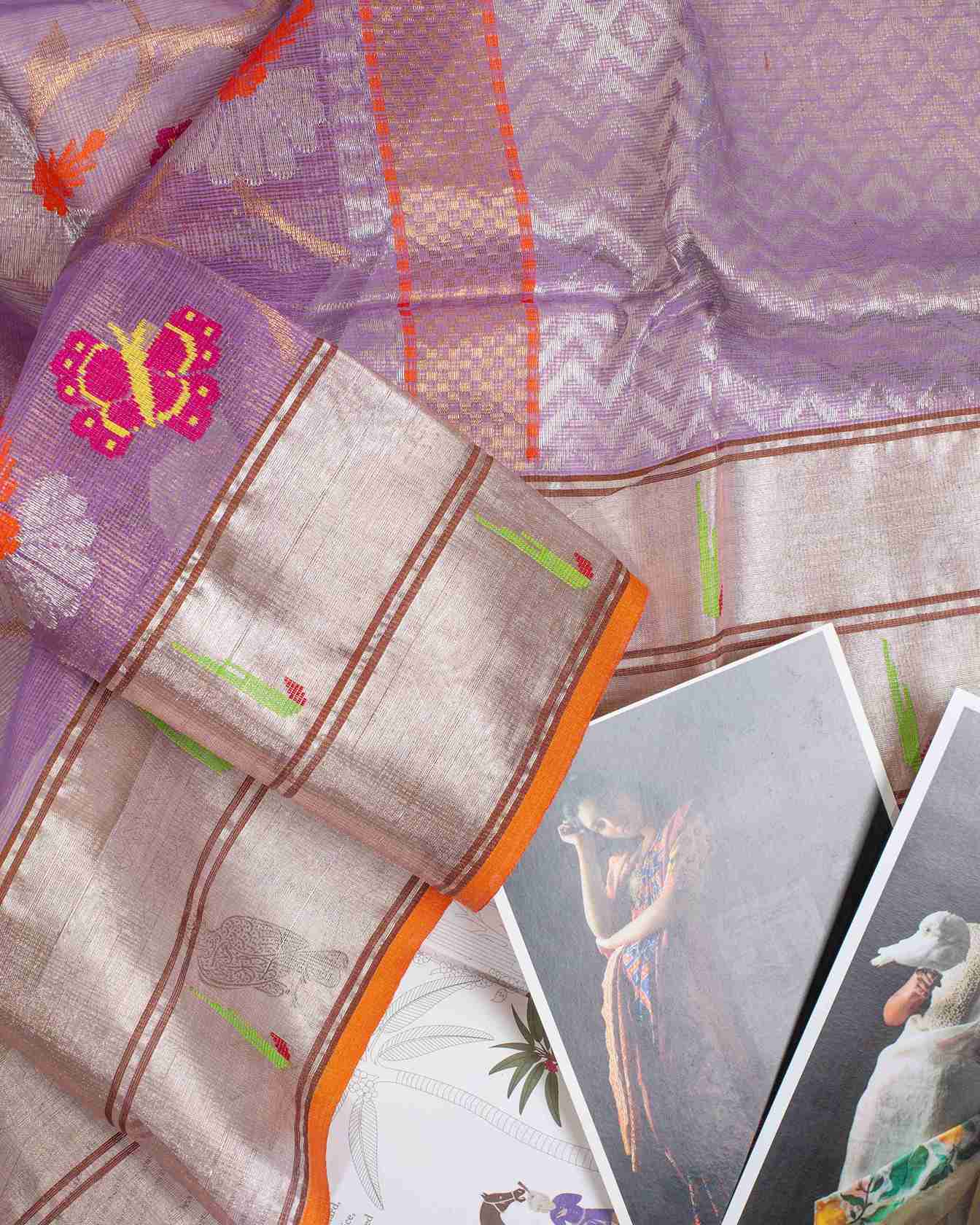Lilac Handwoven Real Zari Double Tissue Kota Saree