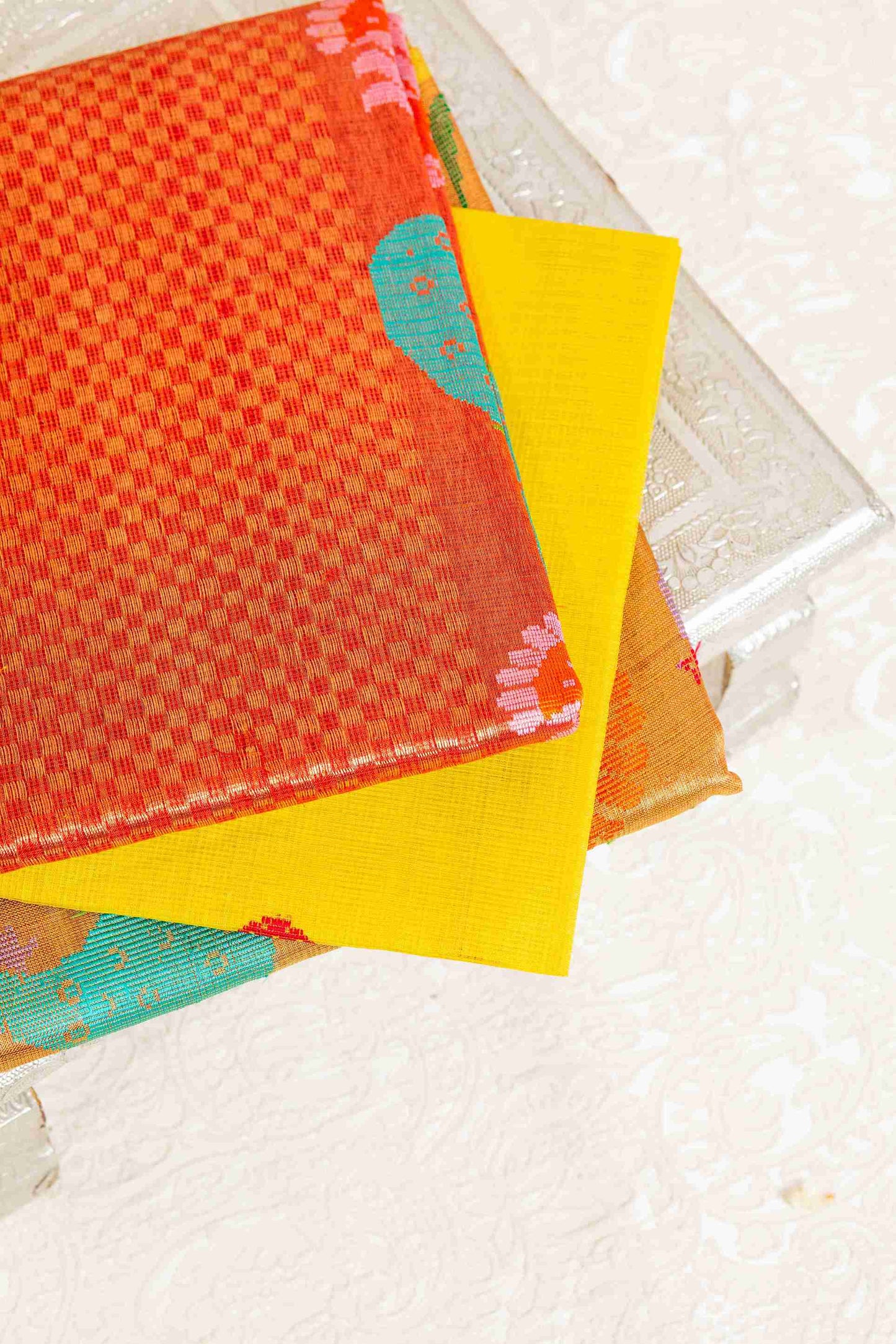 Paithani Inspired Scarlet Red Golden Tissue Kota Saree