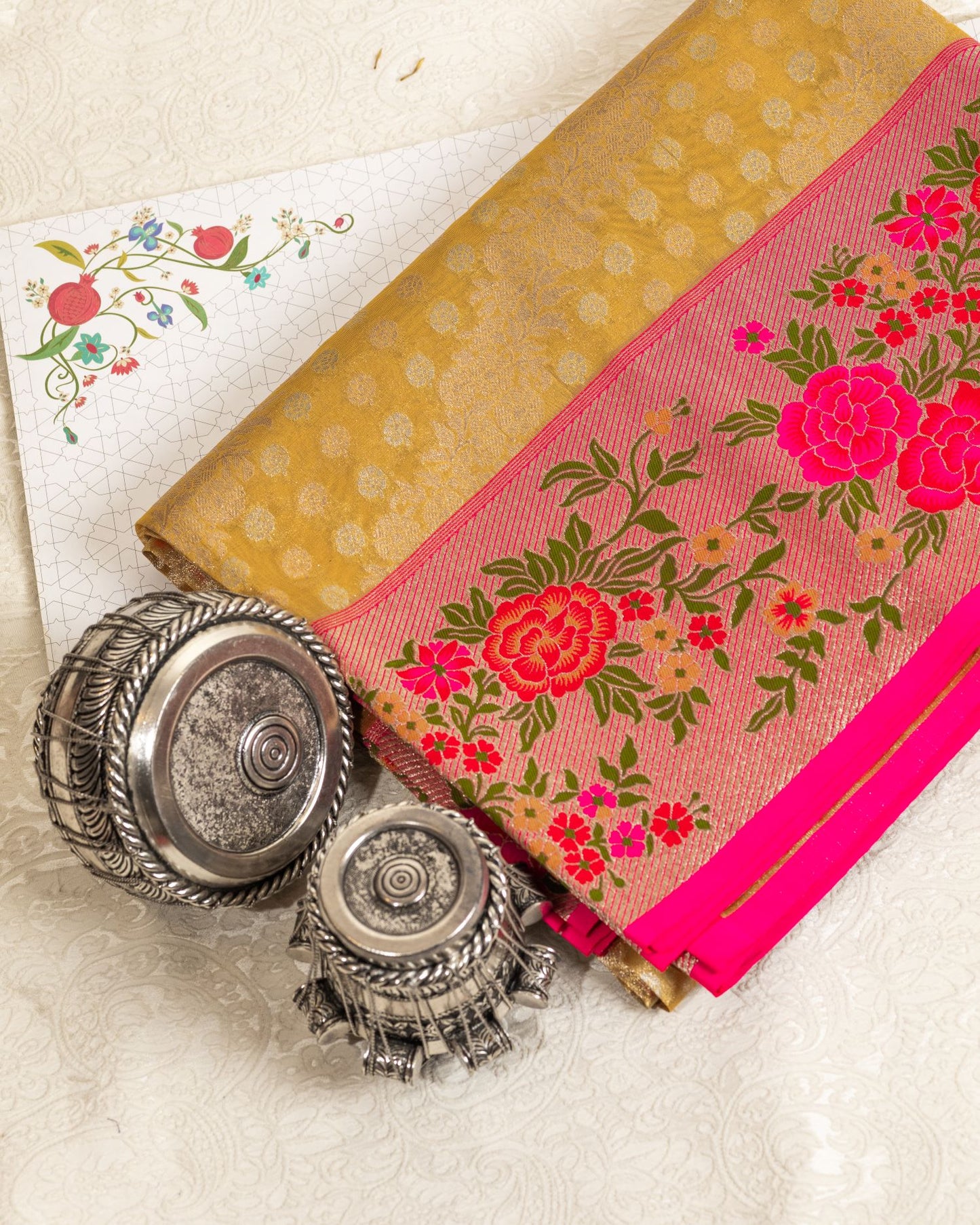 Gold and Pink Paithani Border Banarasi Sari