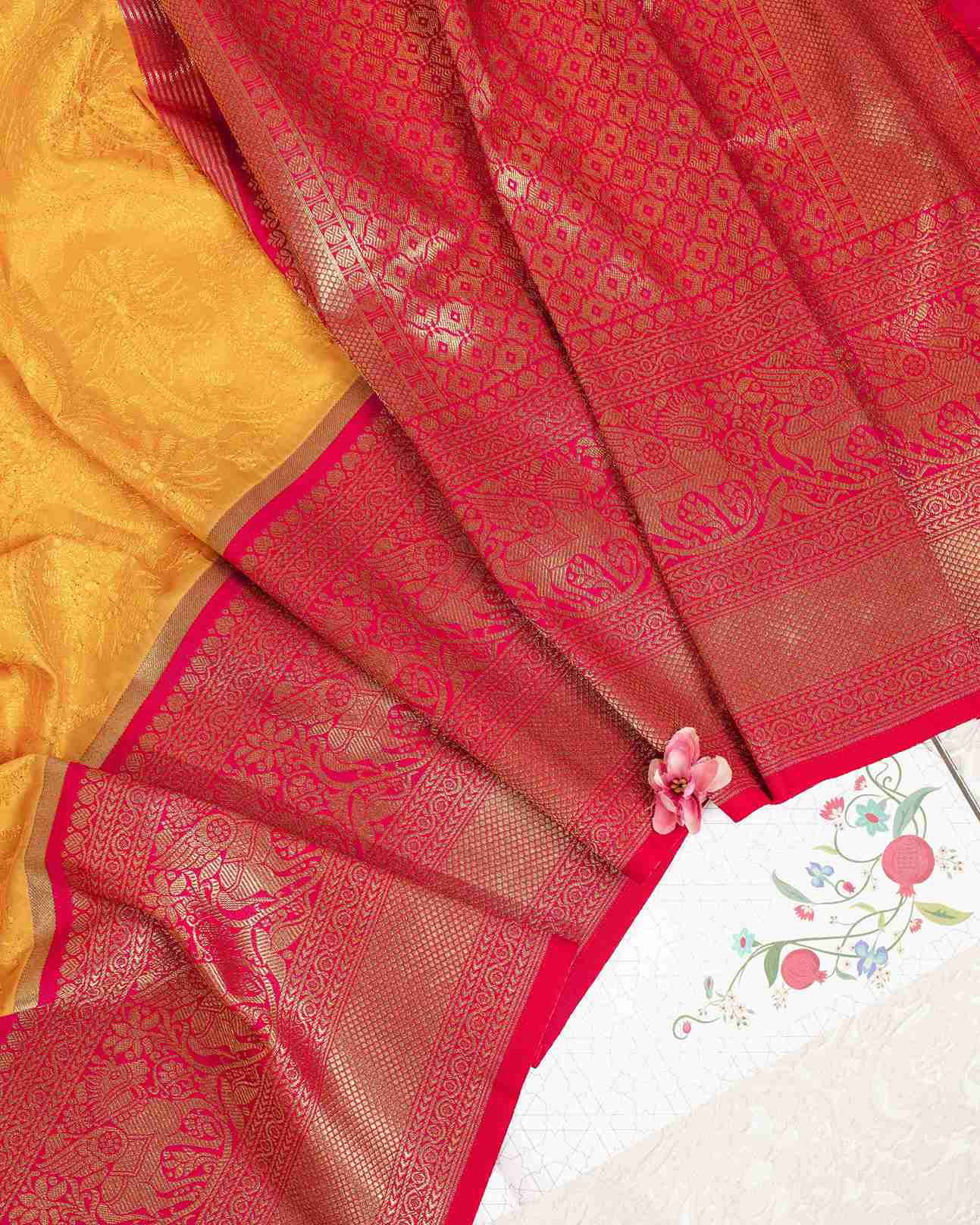 Elan Zari Kanjivaram Chikankari Saree