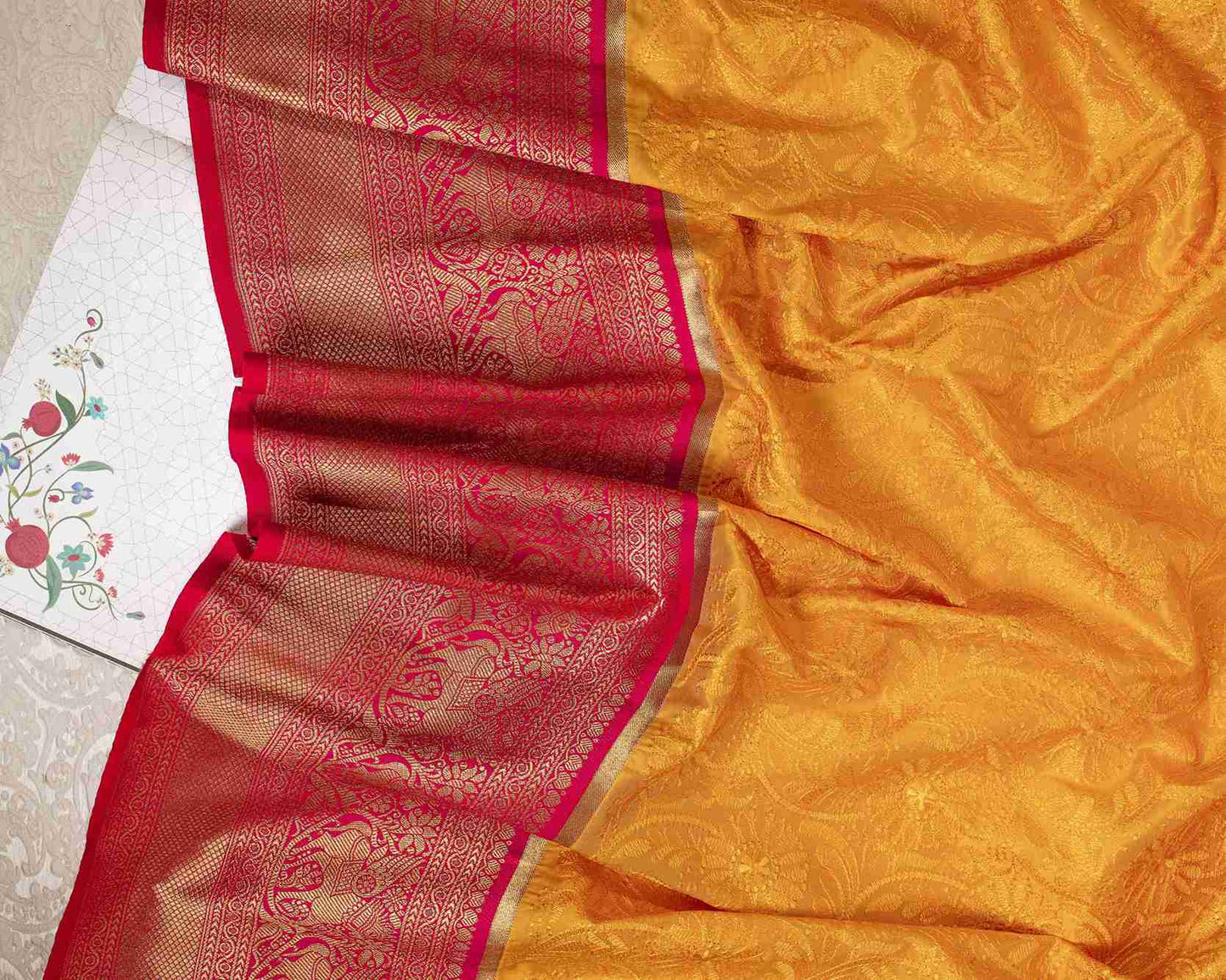 Elan Zari Kanjivaram Chikankari Saree