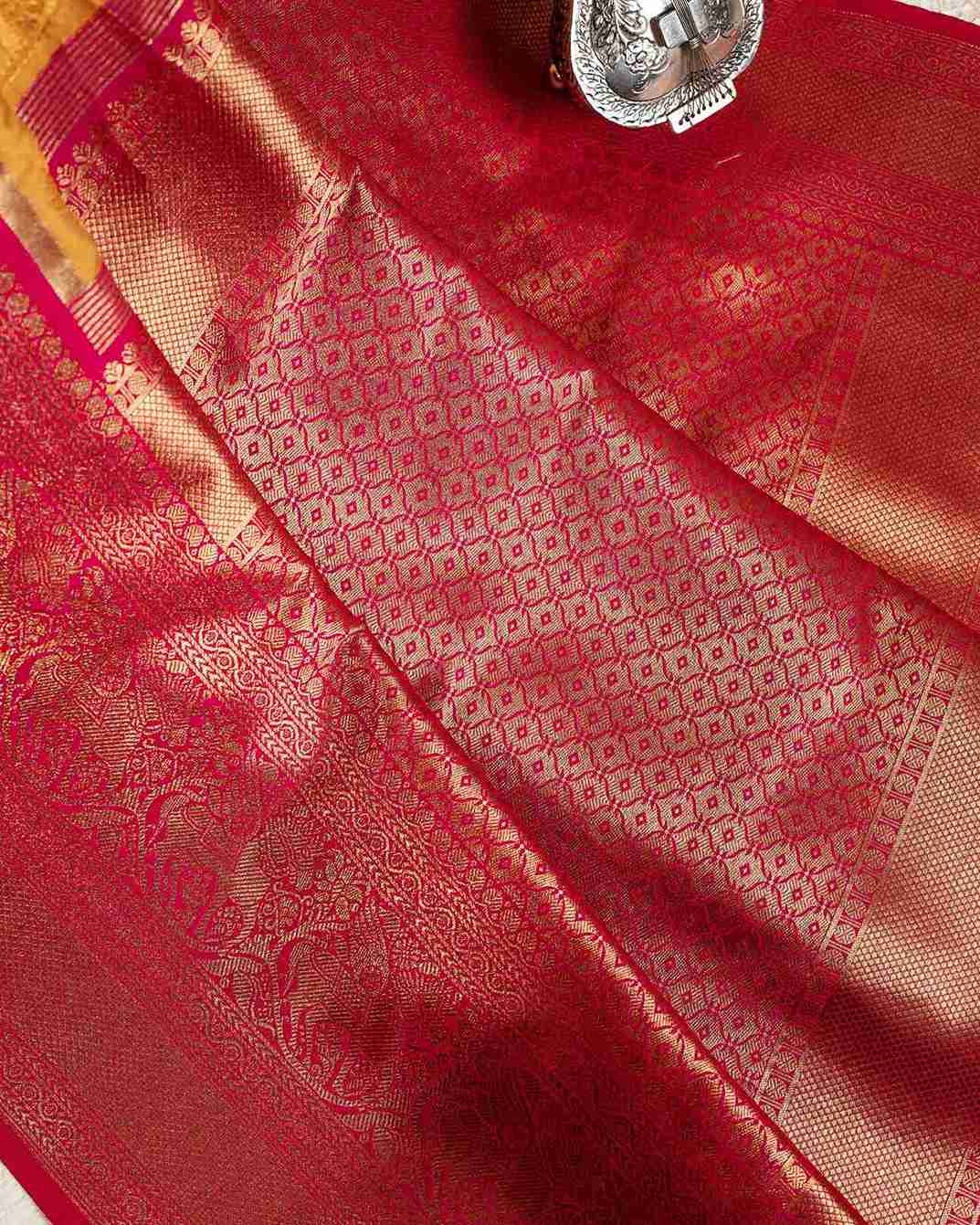 Elan Zari Kanjivaram Chikankari Saree