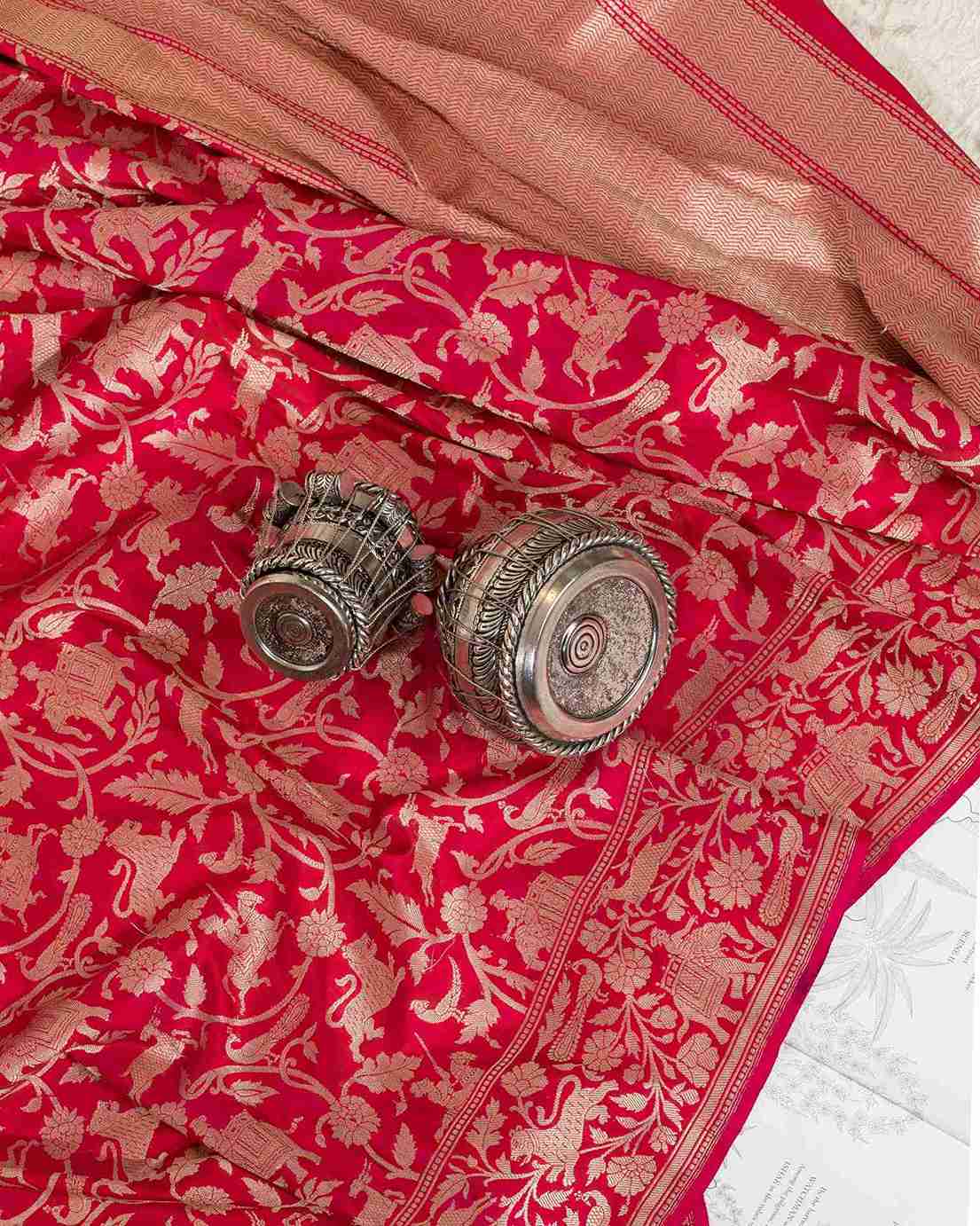 A Royal Banarasi Shikargah in Deep Rani Pink