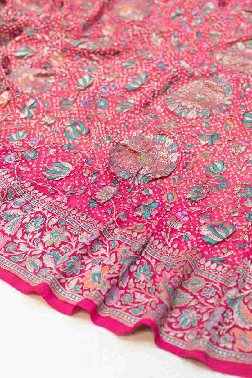 Hot Pink Bandhini Handwoven Sari