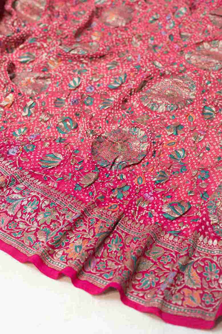 Hot Pink Bandhini Handwoven Sari