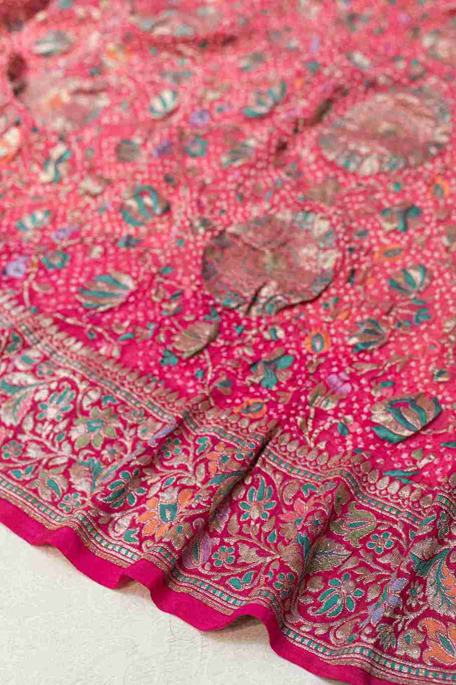 Hot Pink Bandhini Handwoven Sari