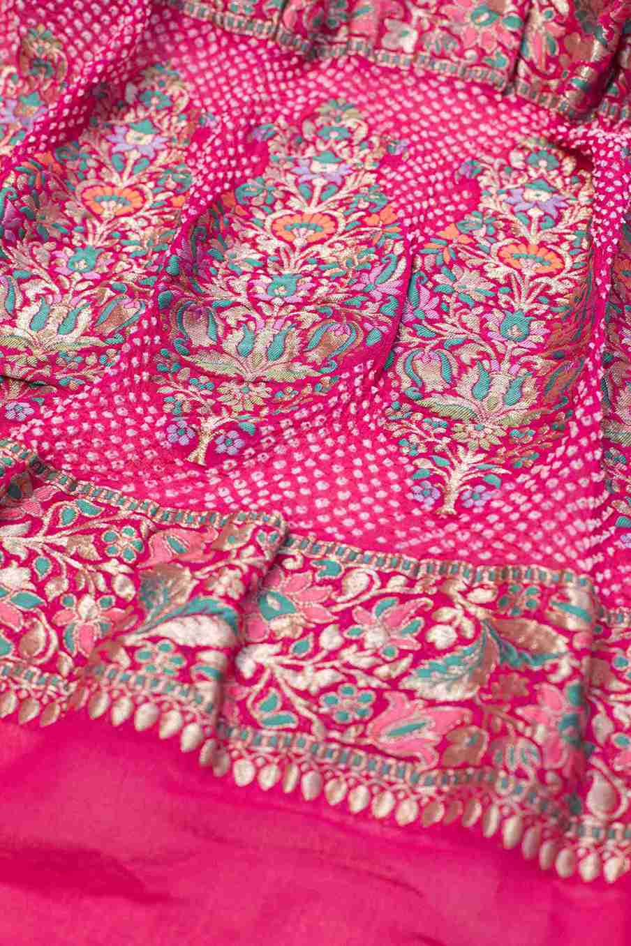 Hot Pink Bandhini Handwoven Sari