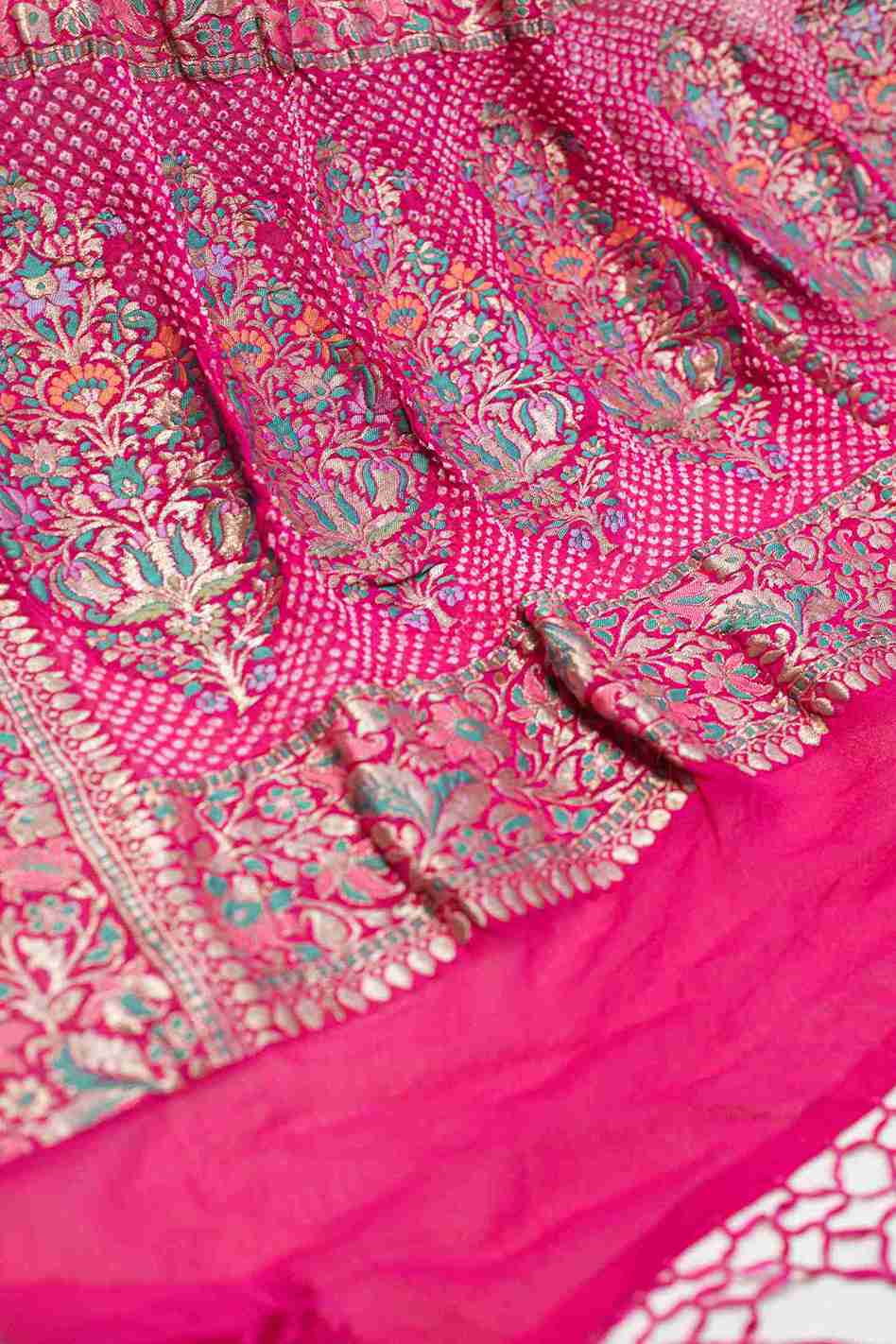 Hot Pink Bandhini Handwoven Sari