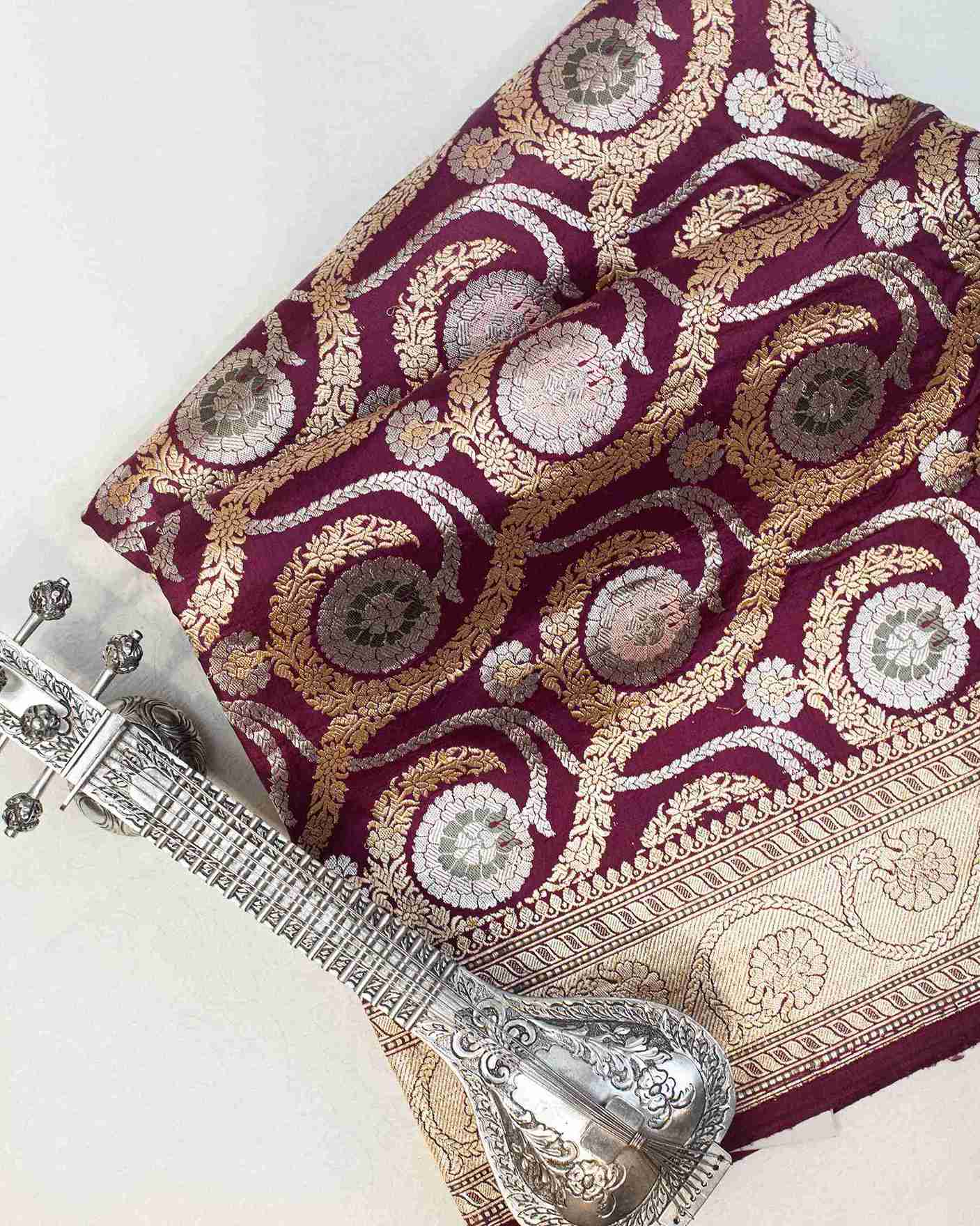 Deep Plum Kadhua Weave Banarasi Handwoven Saree