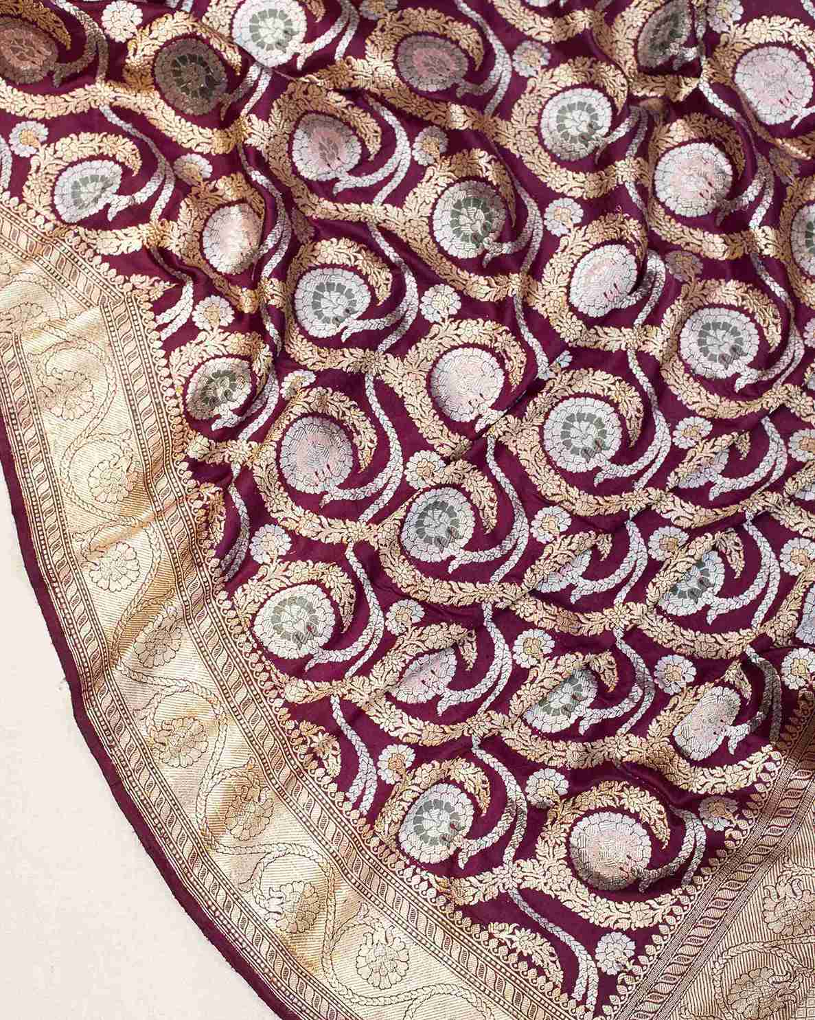 Deep Plum Kadhua Weave Banarasi Handwoven Saree