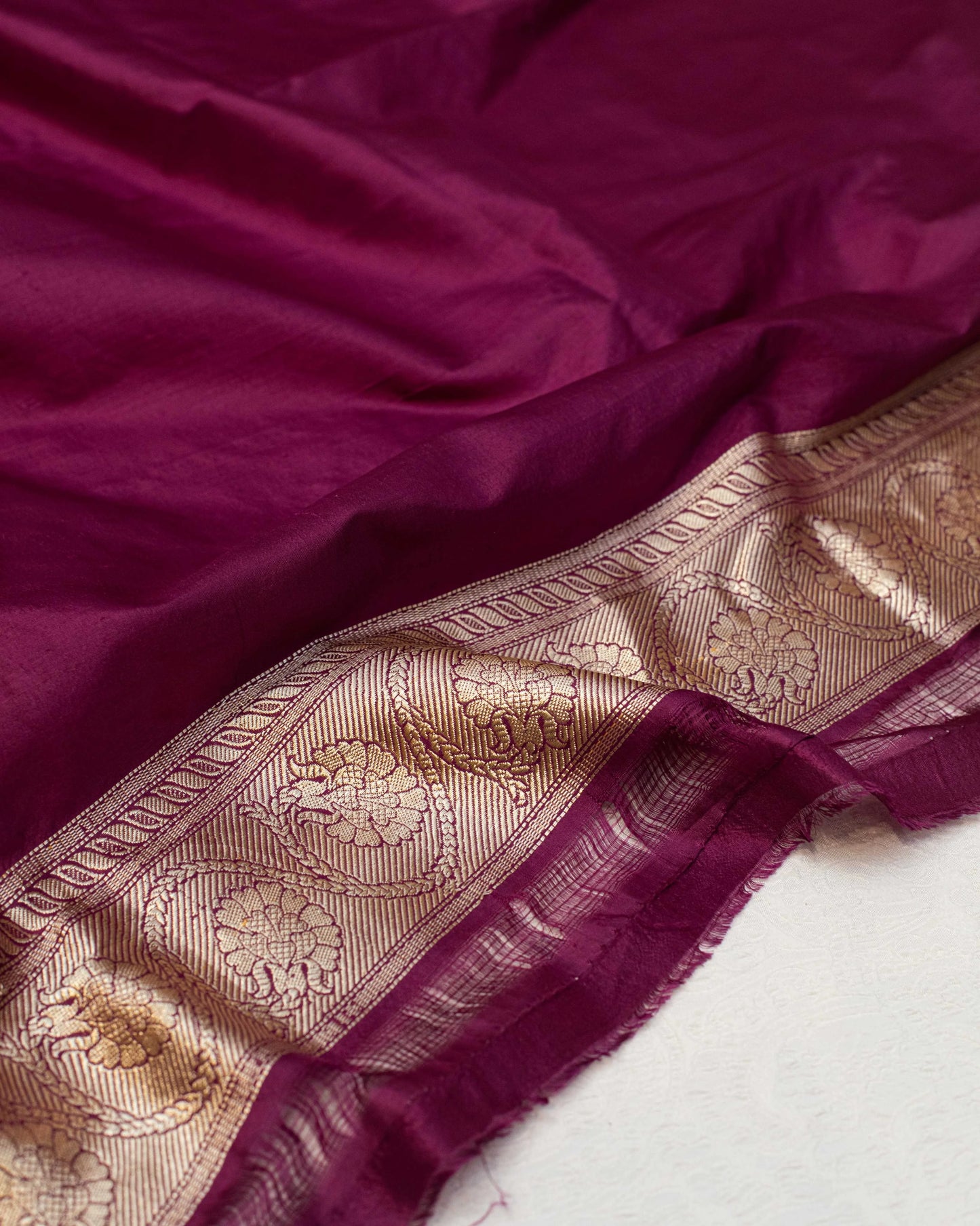 Deep Plum Kadhua Weave Banarasi Handwoven Saree