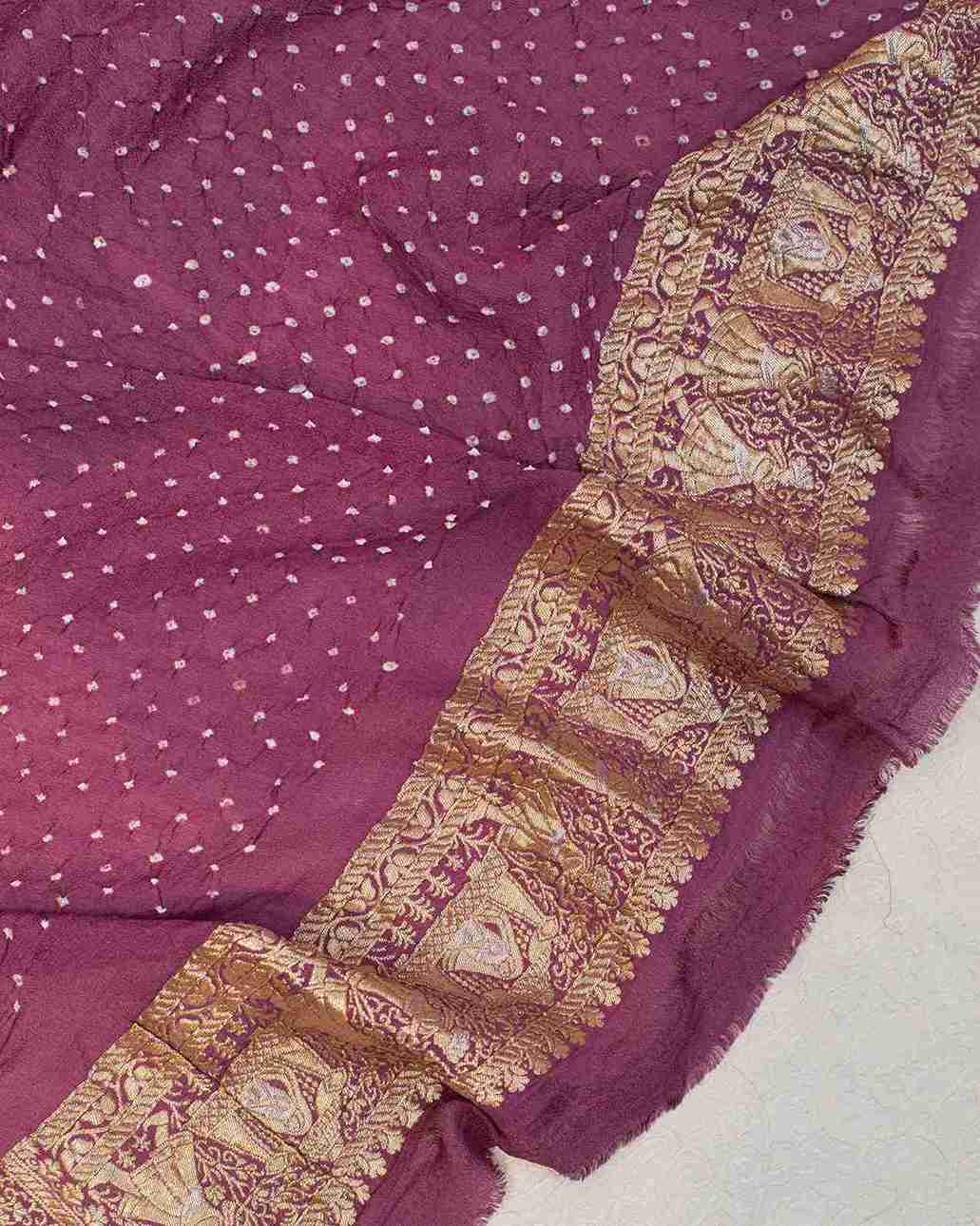 Purple Banarasi Bandhej Sari