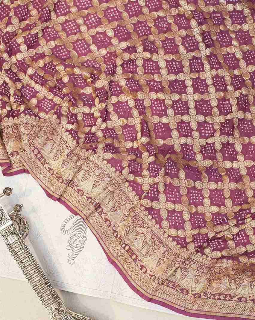 Purple Banarasi Bandhej Sari