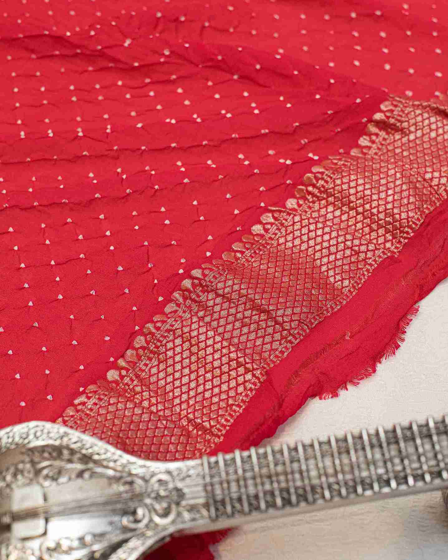 Rani Pink Bandhini Handwoven Sari
