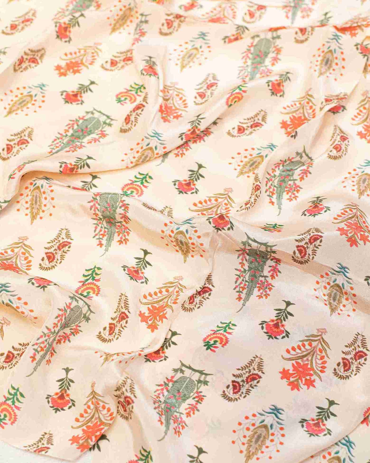 Light Pink Hand Embroidered Crepe Printed Sari