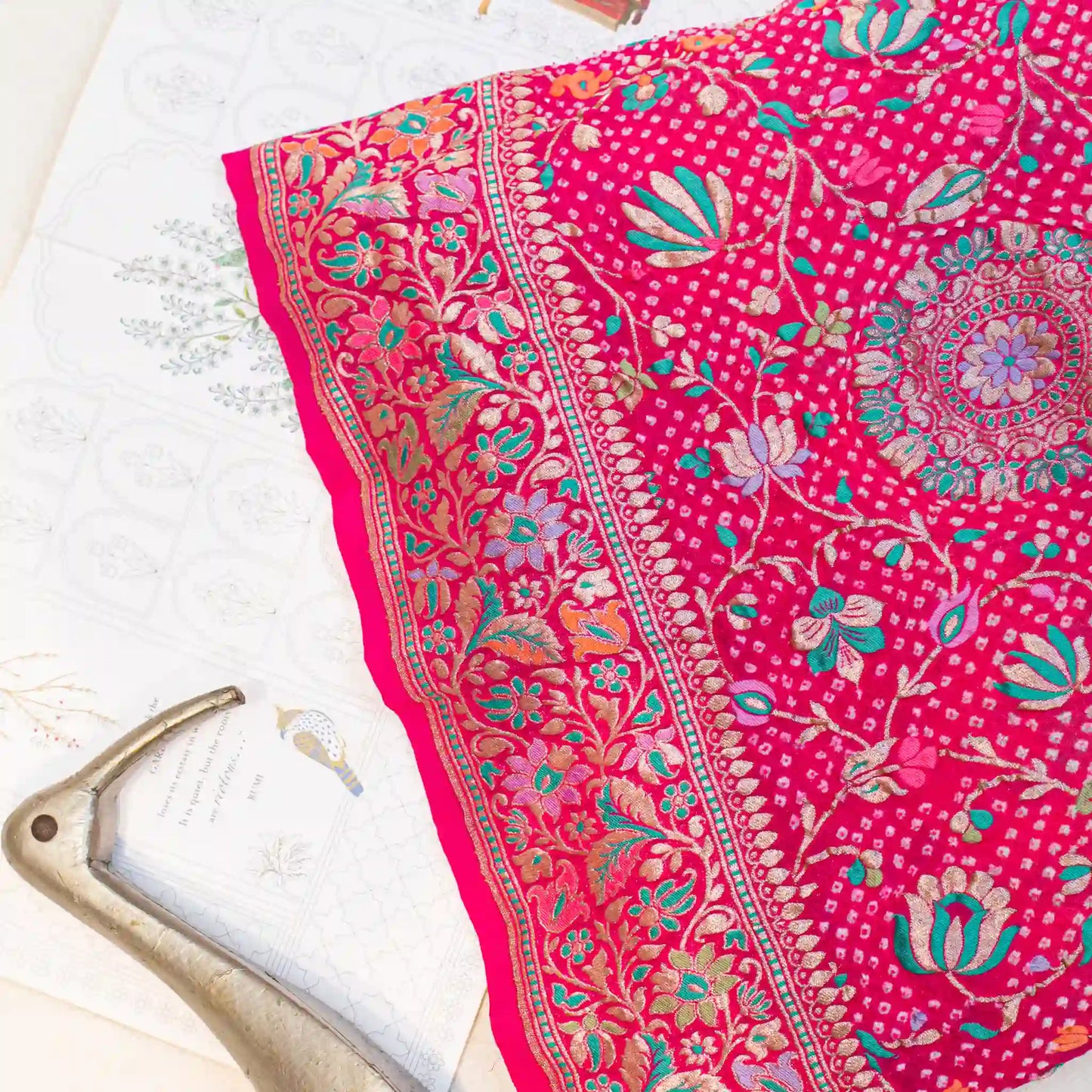 Hot Pink Bandhini Handwoven Sari