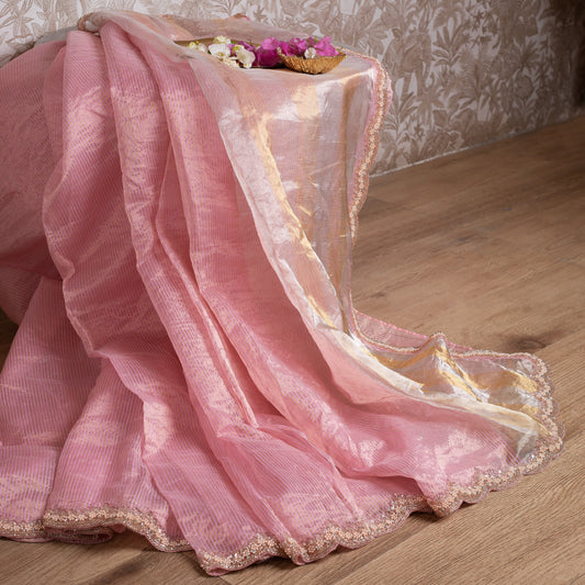 Pink Chanderi Tissue Saree