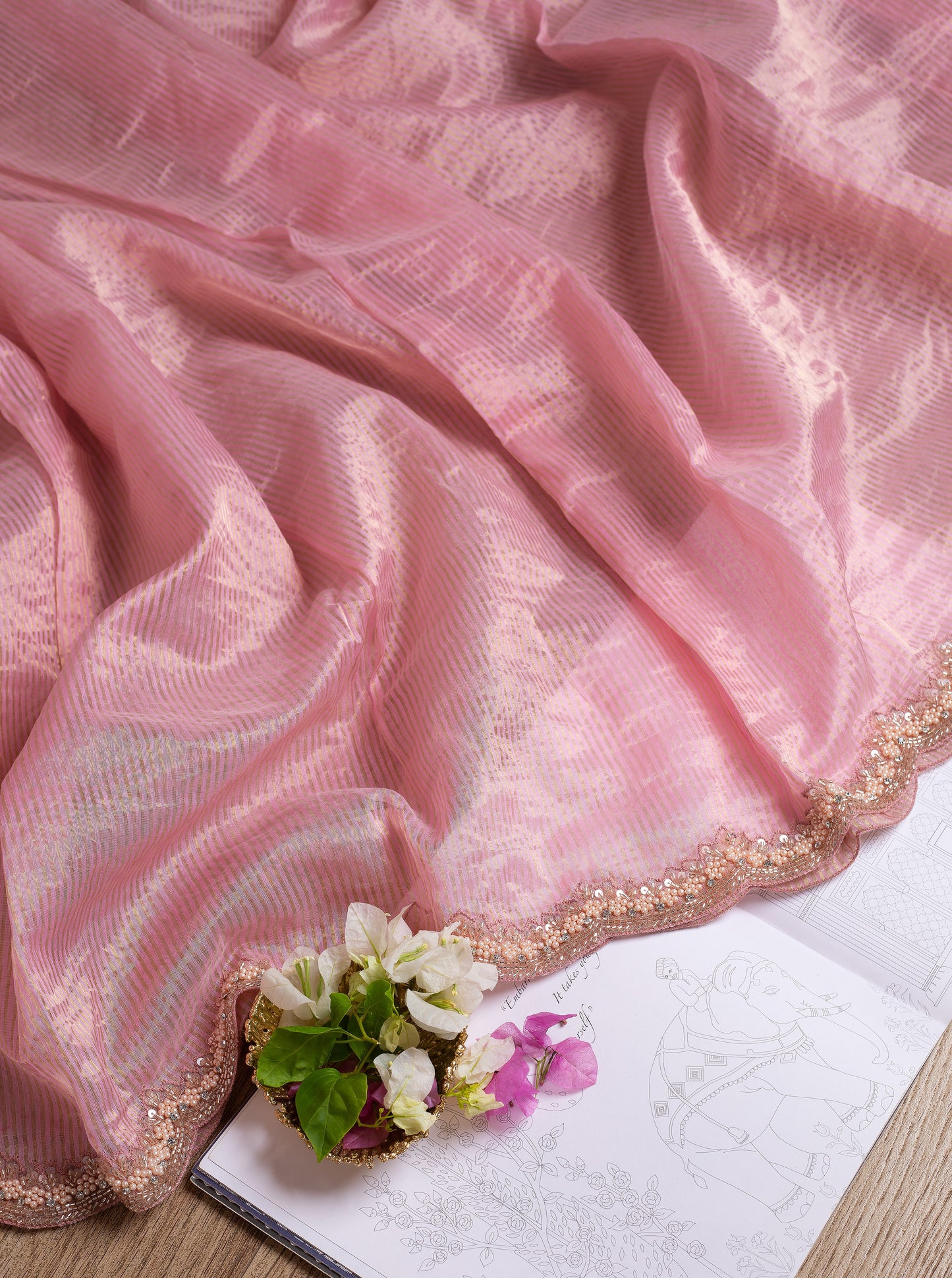 Pink Chanderi Tissue Saree